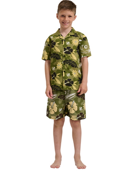 Santa Cruz Kids' Cotton Floral Short Sleeve Shirt, Iguana - view 2, Iguana