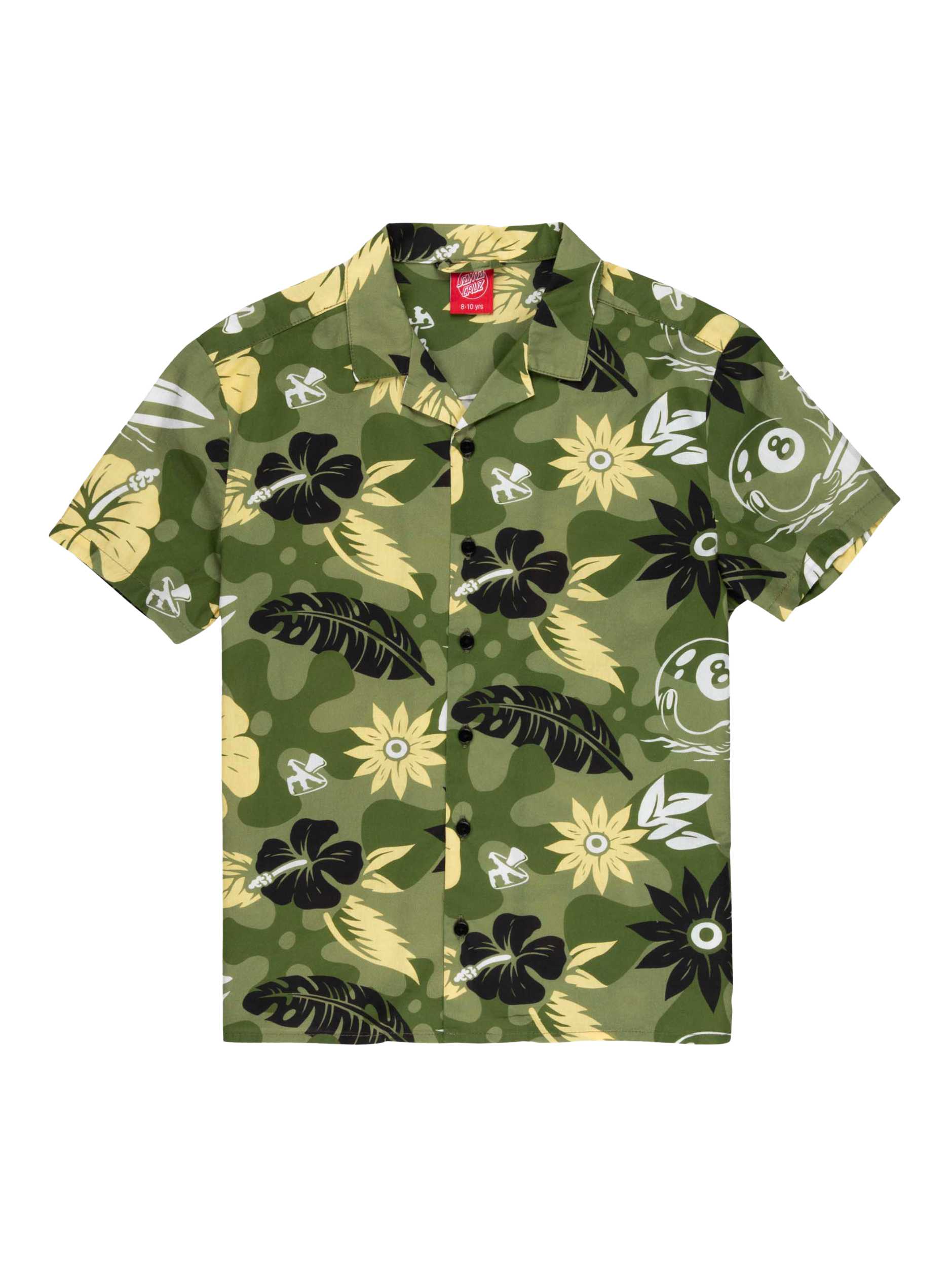 Product image 3 of 4, which shows Santa Cruz Kids' Cotton Floral Short Sleeve Shirt, Iguana, 6-8 years