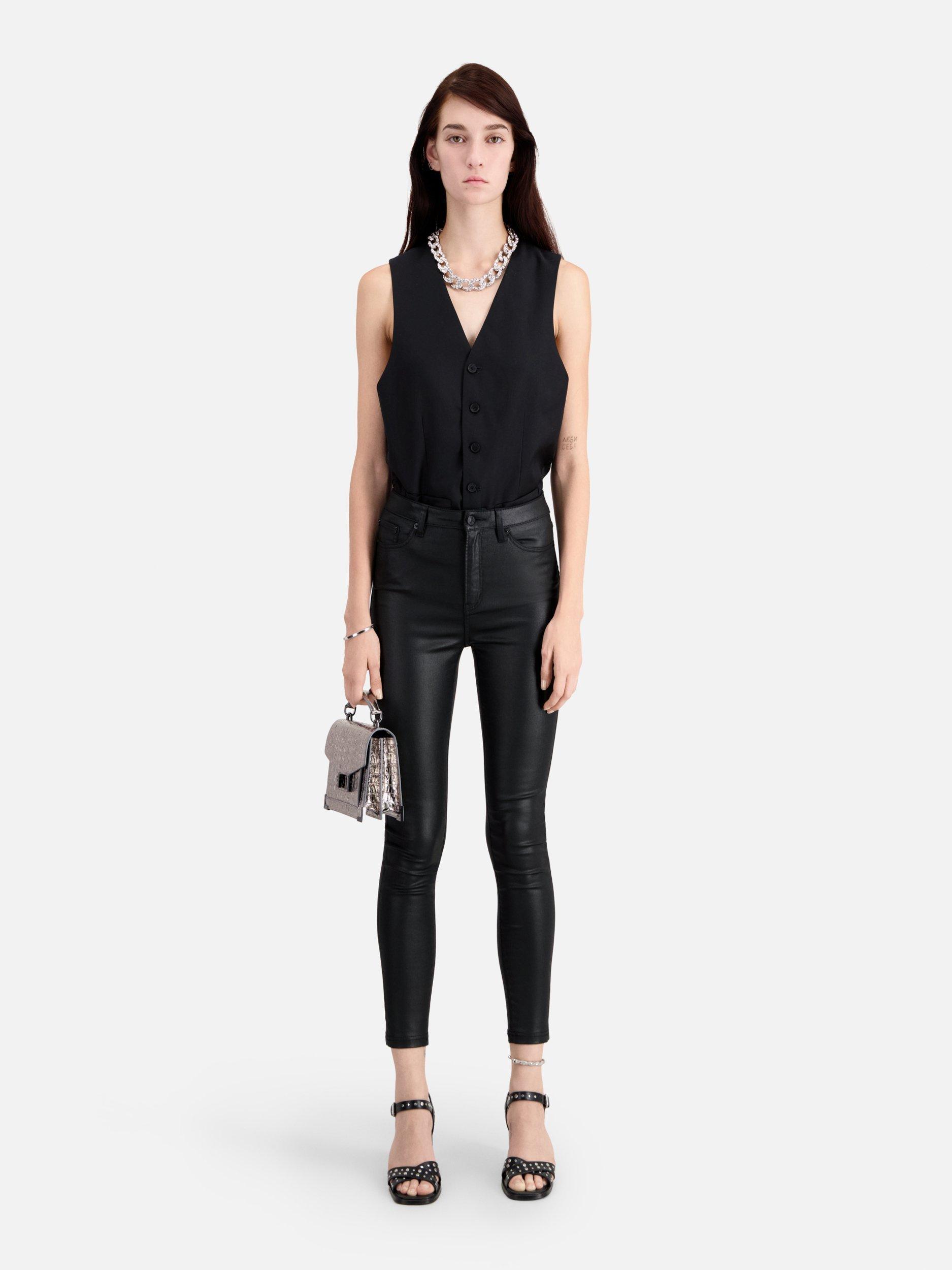 Product image 1 of 6, which shows THE KOOPLES Faux Leather Jeans, Black, 24