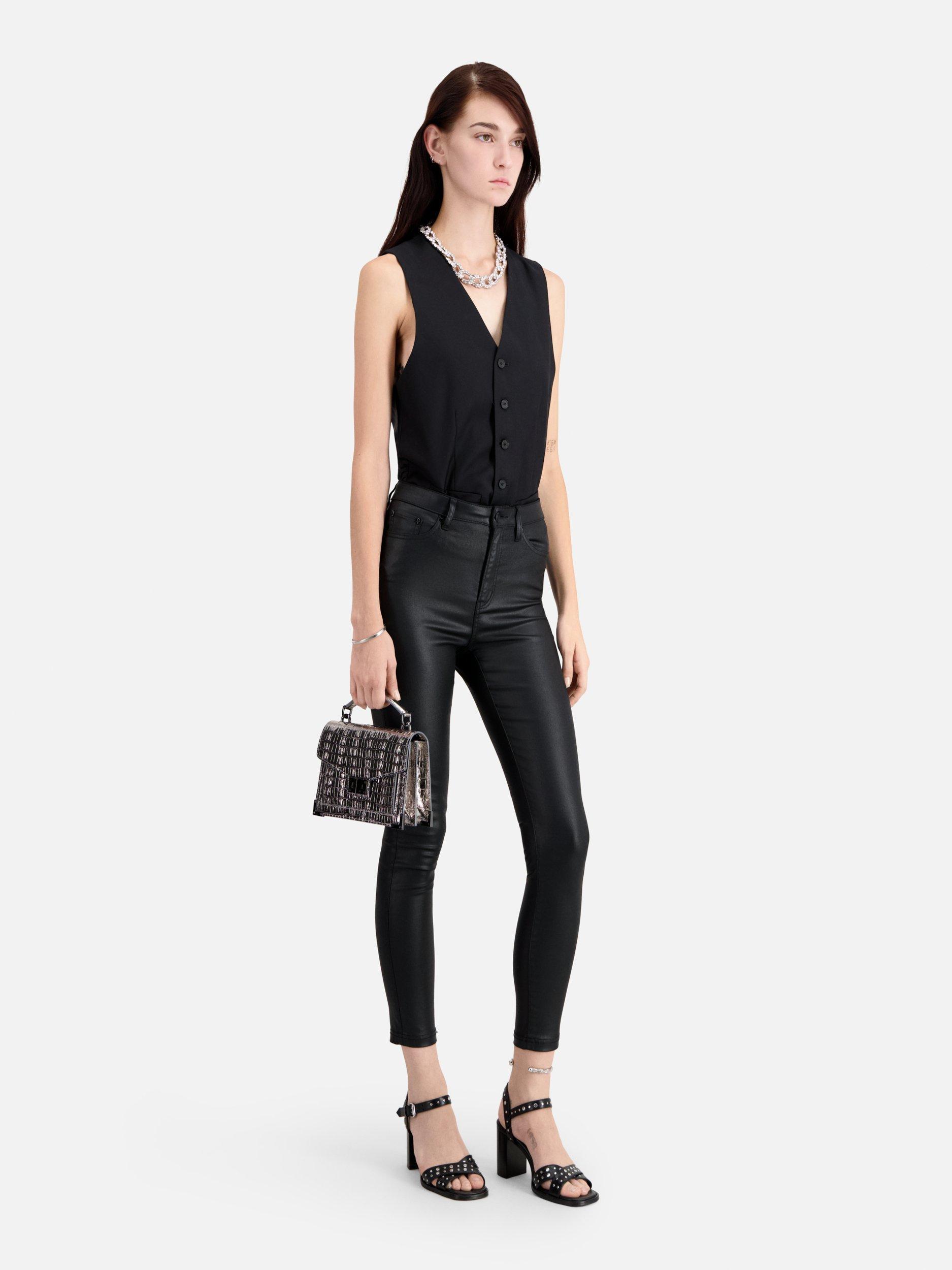 Product image 2 of 6, which shows THE KOOPLES Faux Leather Jeans, Black, 24