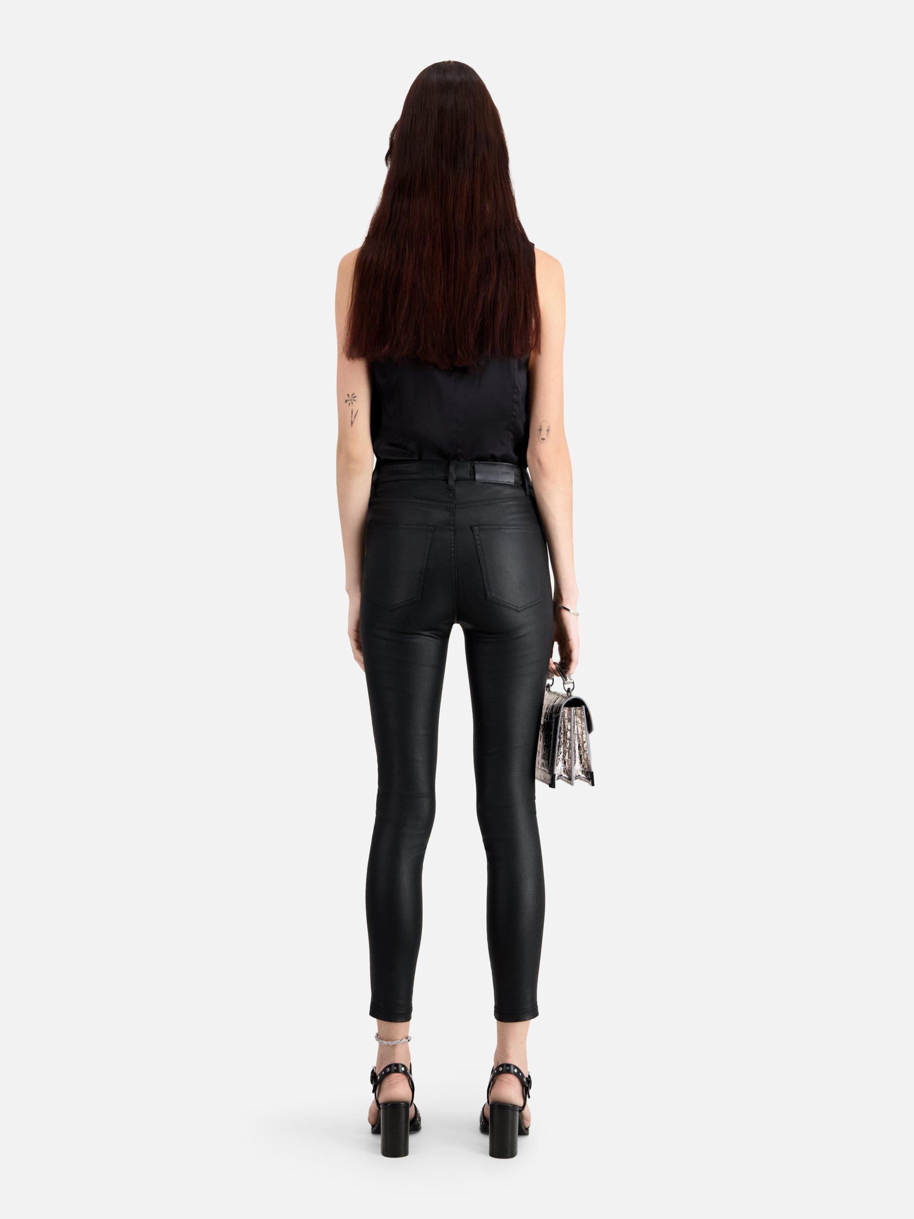 Product image 3 of 6, which shows THE KOOPLES Faux Leather Jeans, Black, 24