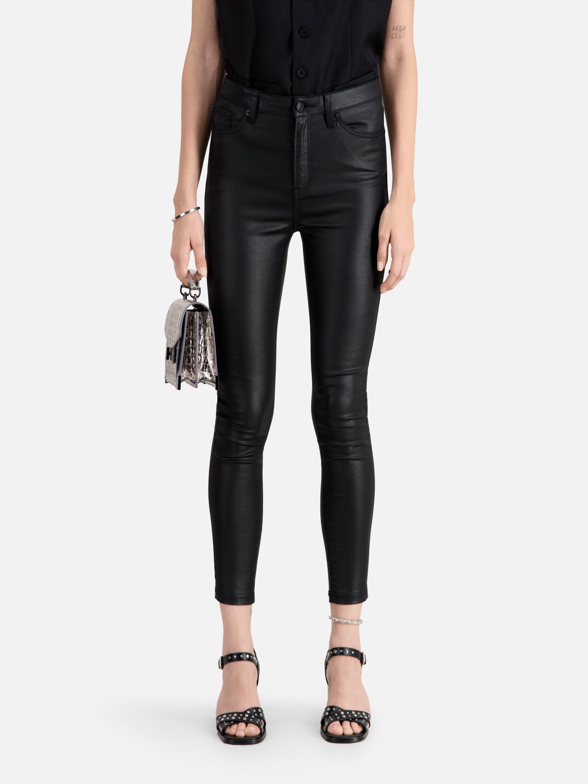 Product image 4 of 6, which shows THE KOOPLES Faux Leather Jeans, Black, 24