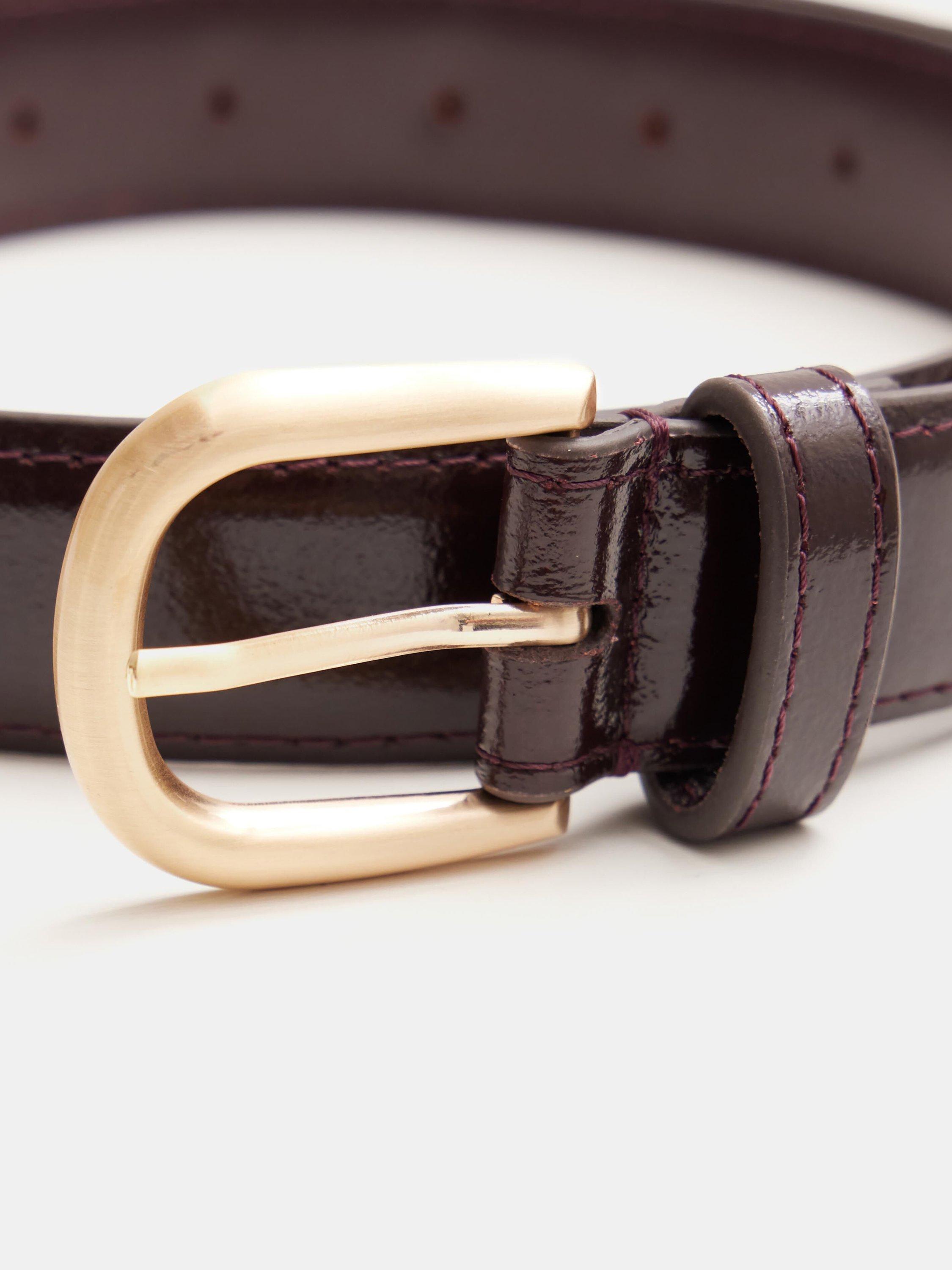 Product image 3 of 3, which shows HUSH Polly Patent Leather Belt, Dark Red, L