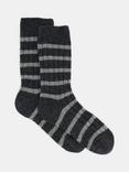 HUSH Stripe Wool Blend Socks, Black/Grey