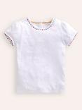 Mini Boden Kids' Ali Puff Sleeve T-Shirt, White