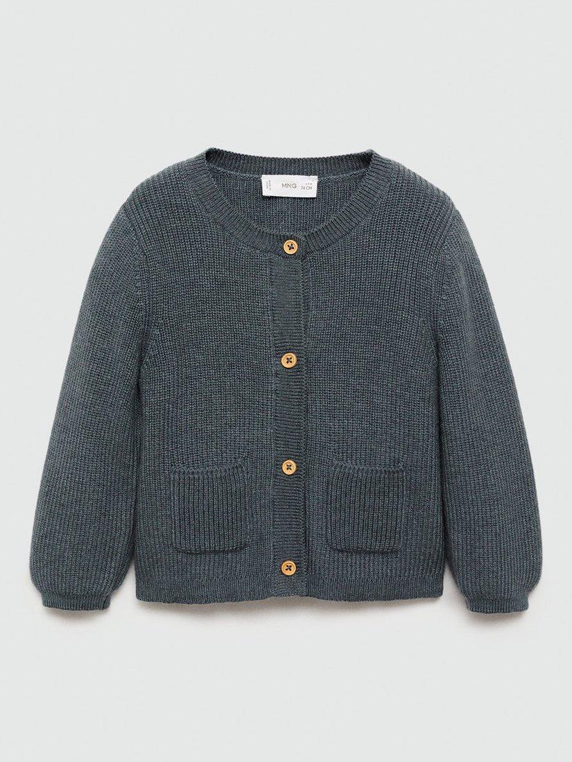 Mango Baby Aveiro Cardigan, Petrol Blue