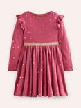 Mini Boden Kids' Mabel Twirly Dress, Petal Pink/Gold