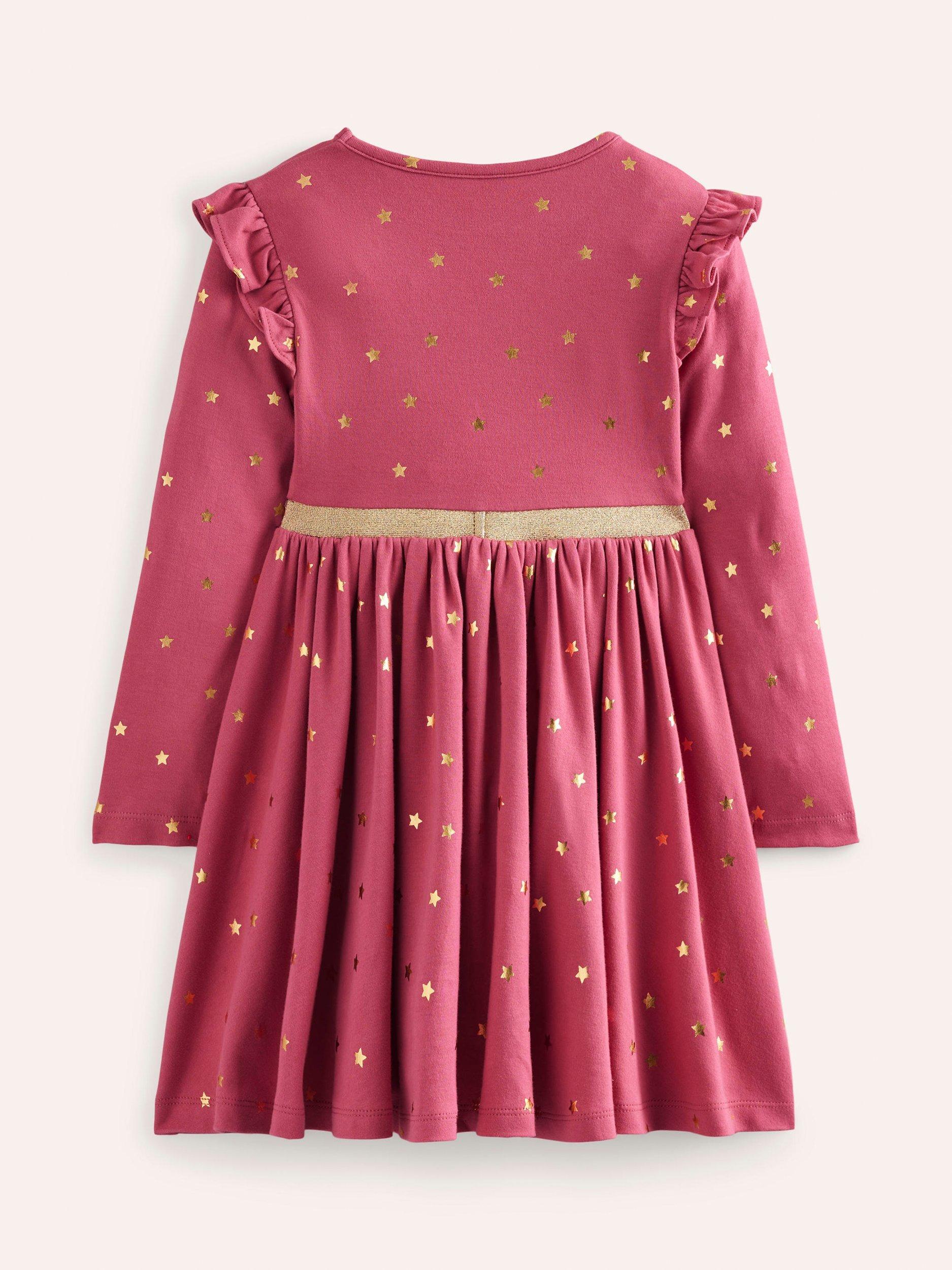 Mini Boden Kids Mabel Twirly Dress Petal Pink Gold