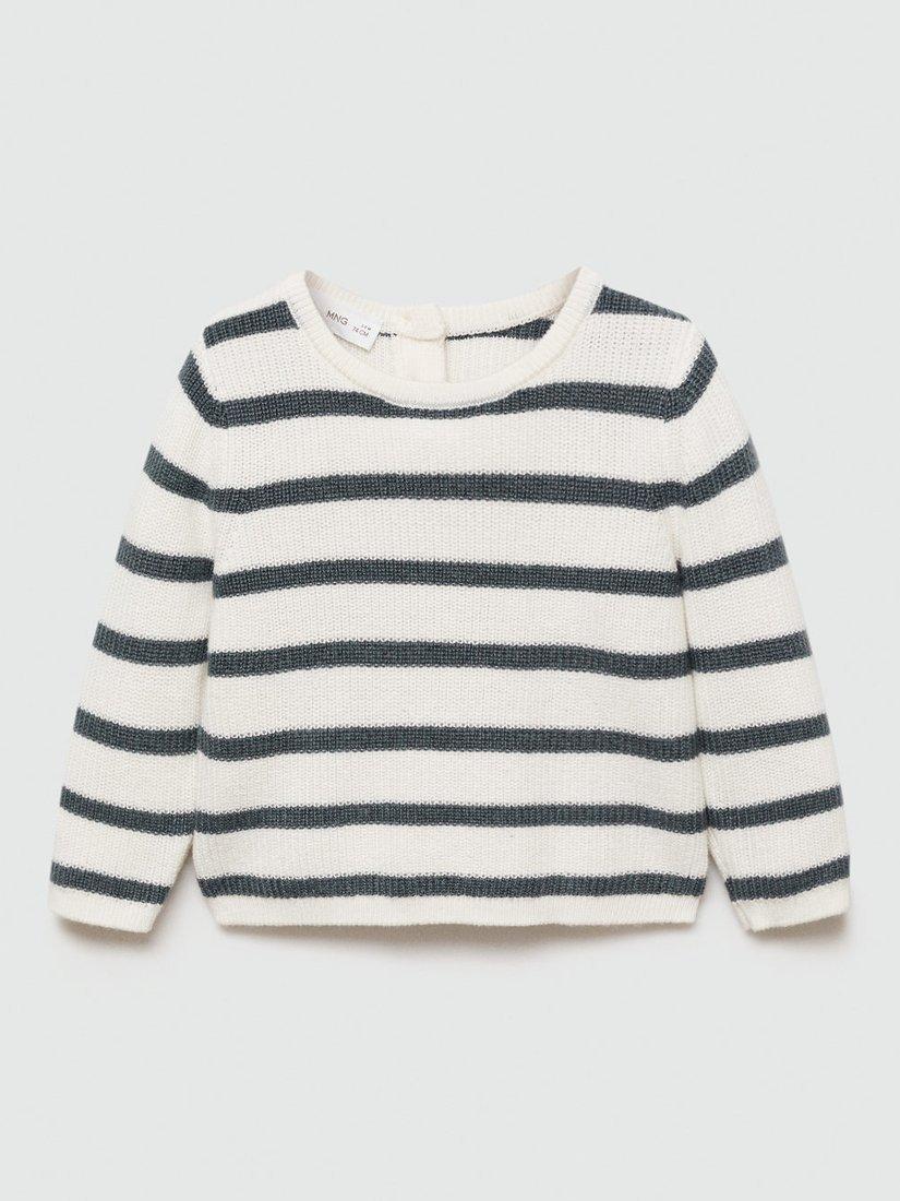Mango Baby Coimbra Stripe Jumper, White/Grey
