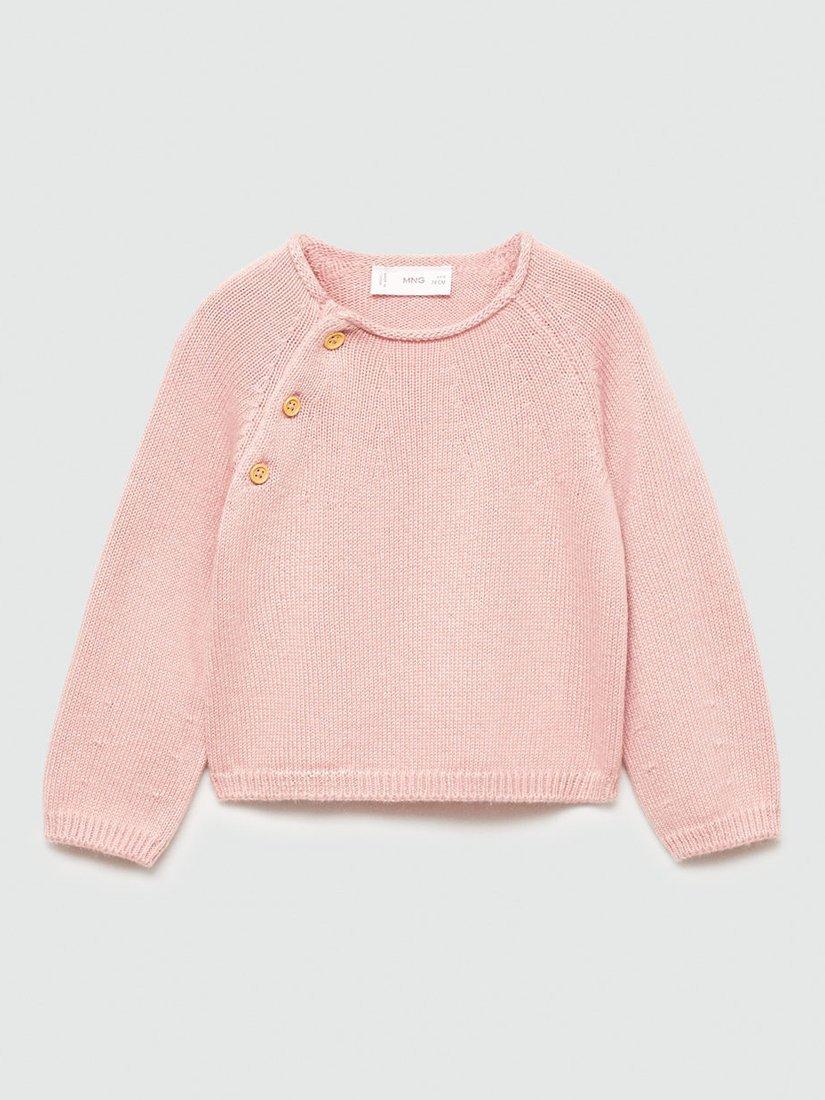 Mango Baby Emma Button Detail Jumper, Pink