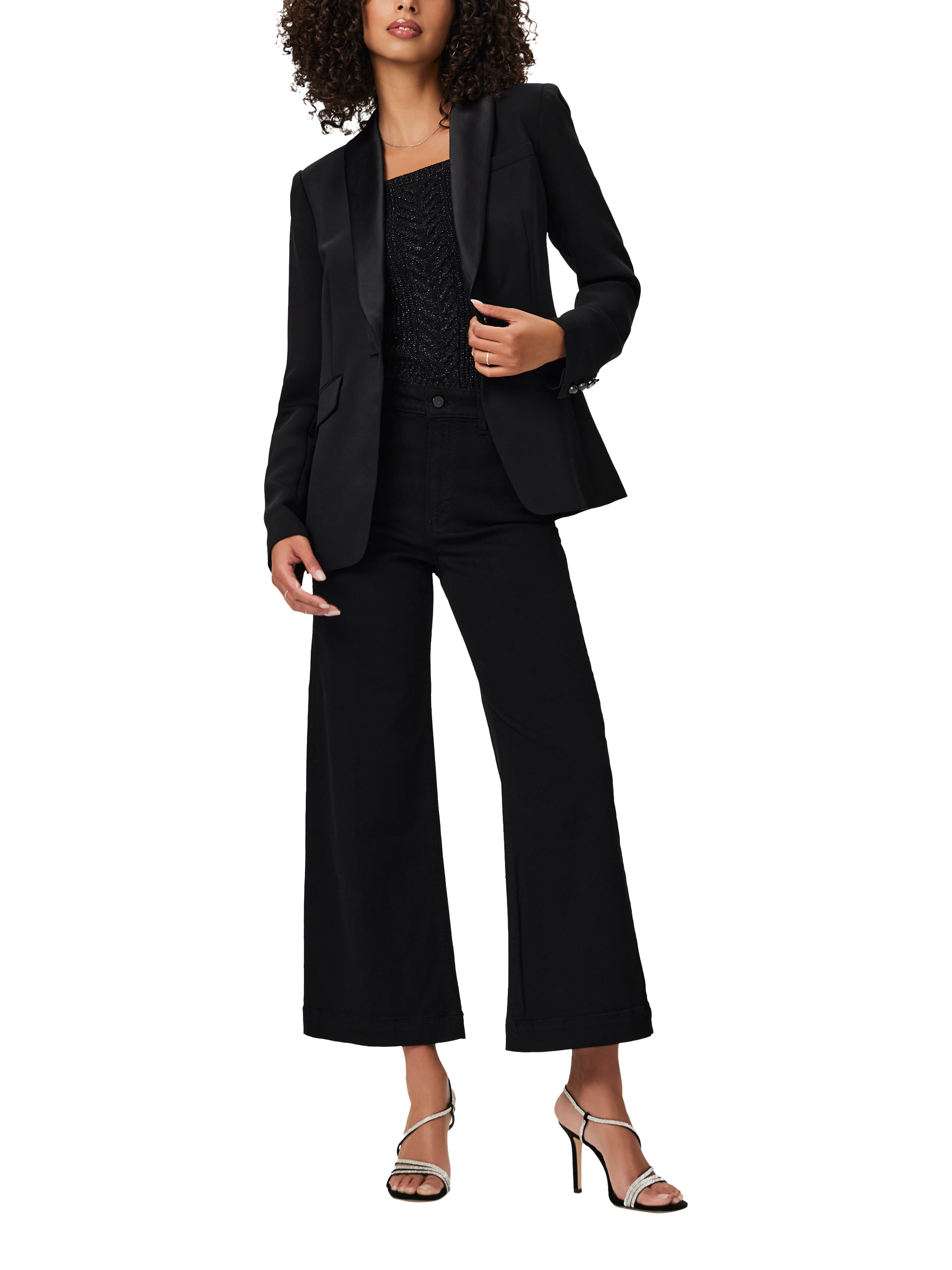Product image 1 of 4, which shows PAIGE Anessa Wide Leg Ankle Jeans, Black, 24