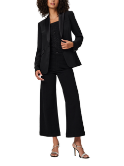 PAIGE Anessa Wide Leg Ankle Jeans, Black, Black