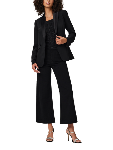 PAIGE Anessa Wide Leg Ankle Jeans, Black, Black