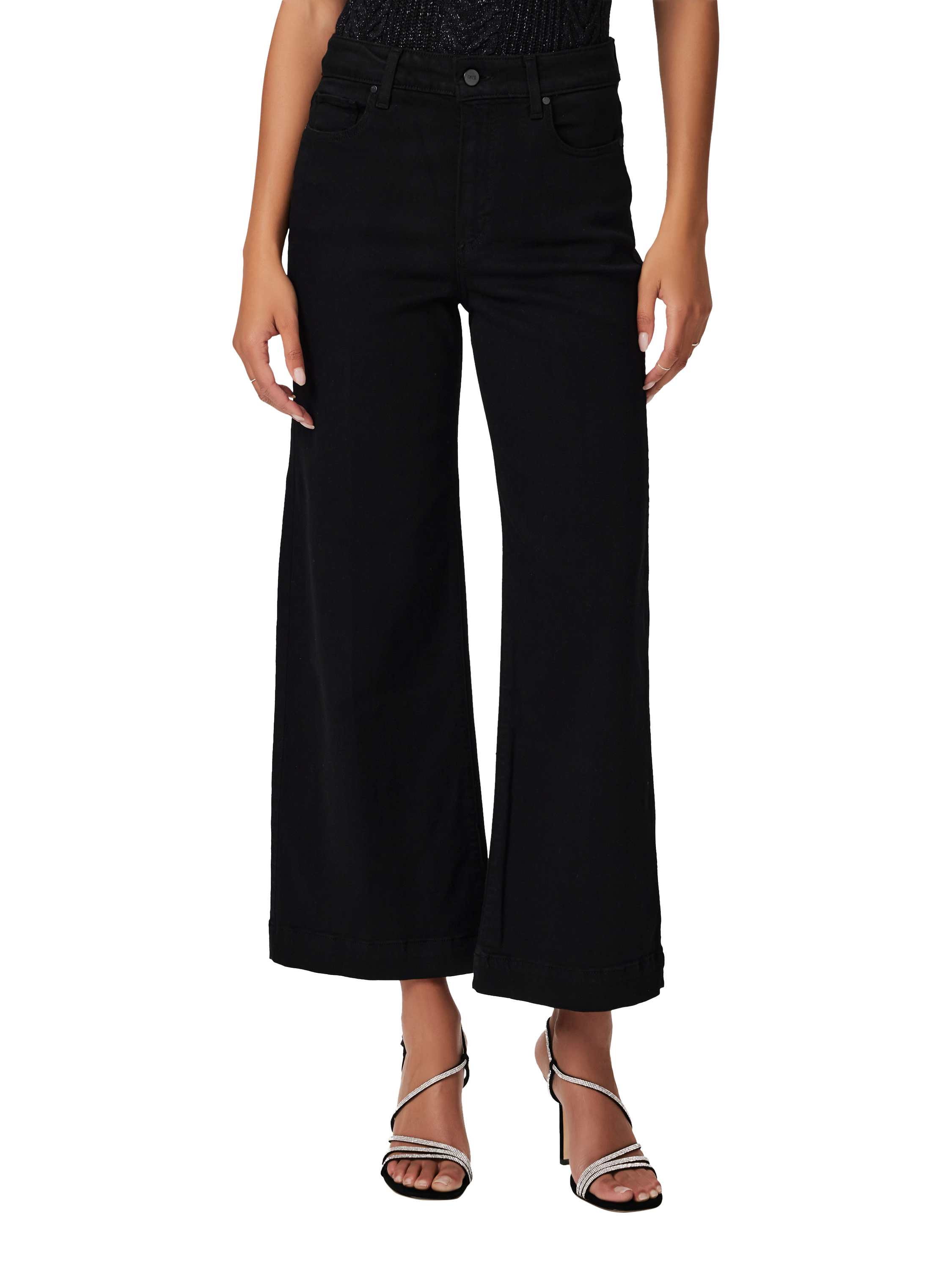 Product image 2 of 4, which shows PAIGE Anessa Wide Leg Ankle Jeans, Black, 24