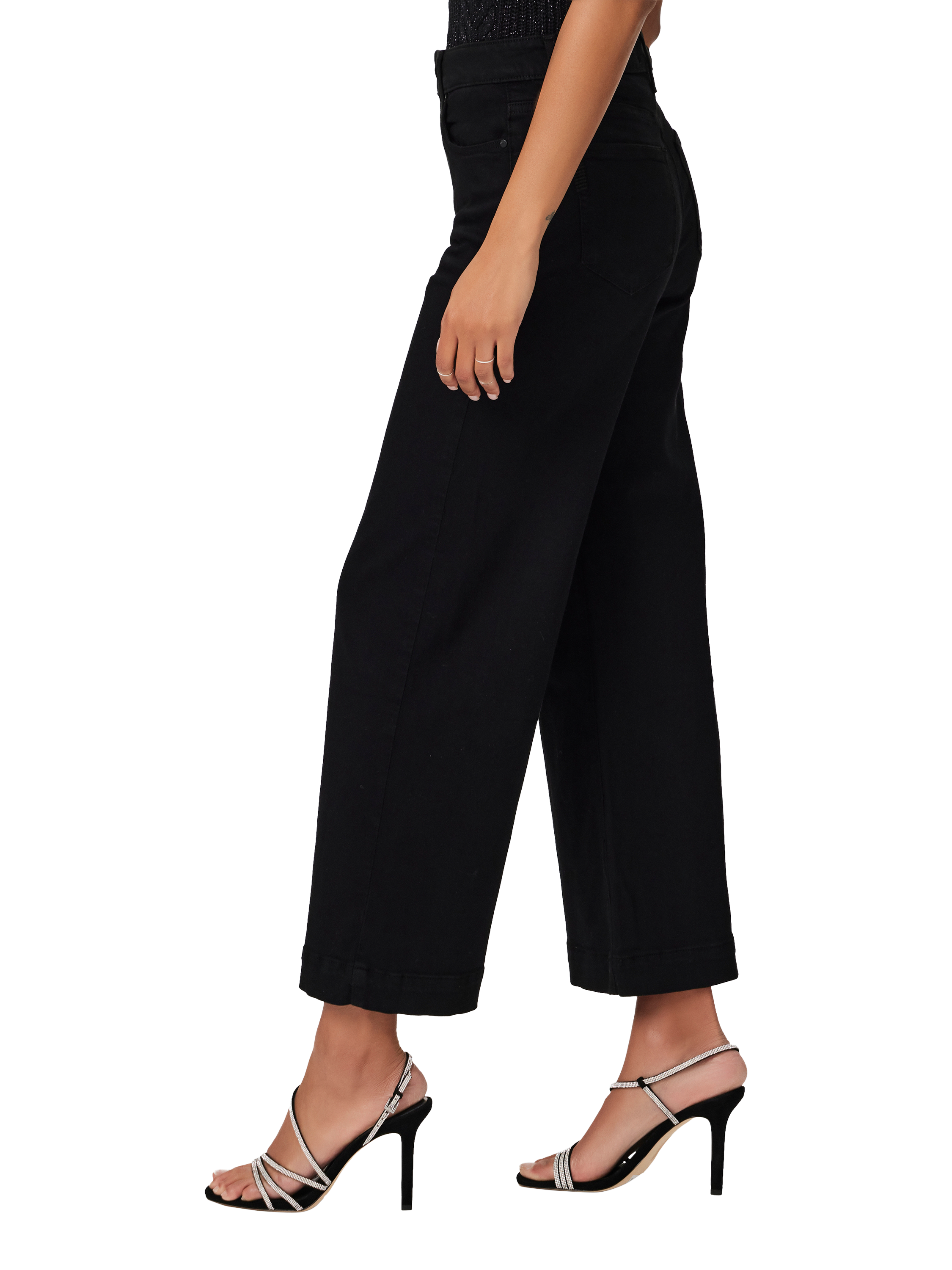 Product image 3 of 4, which shows PAIGE Anessa Wide Leg Ankle Jeans, Black, 24