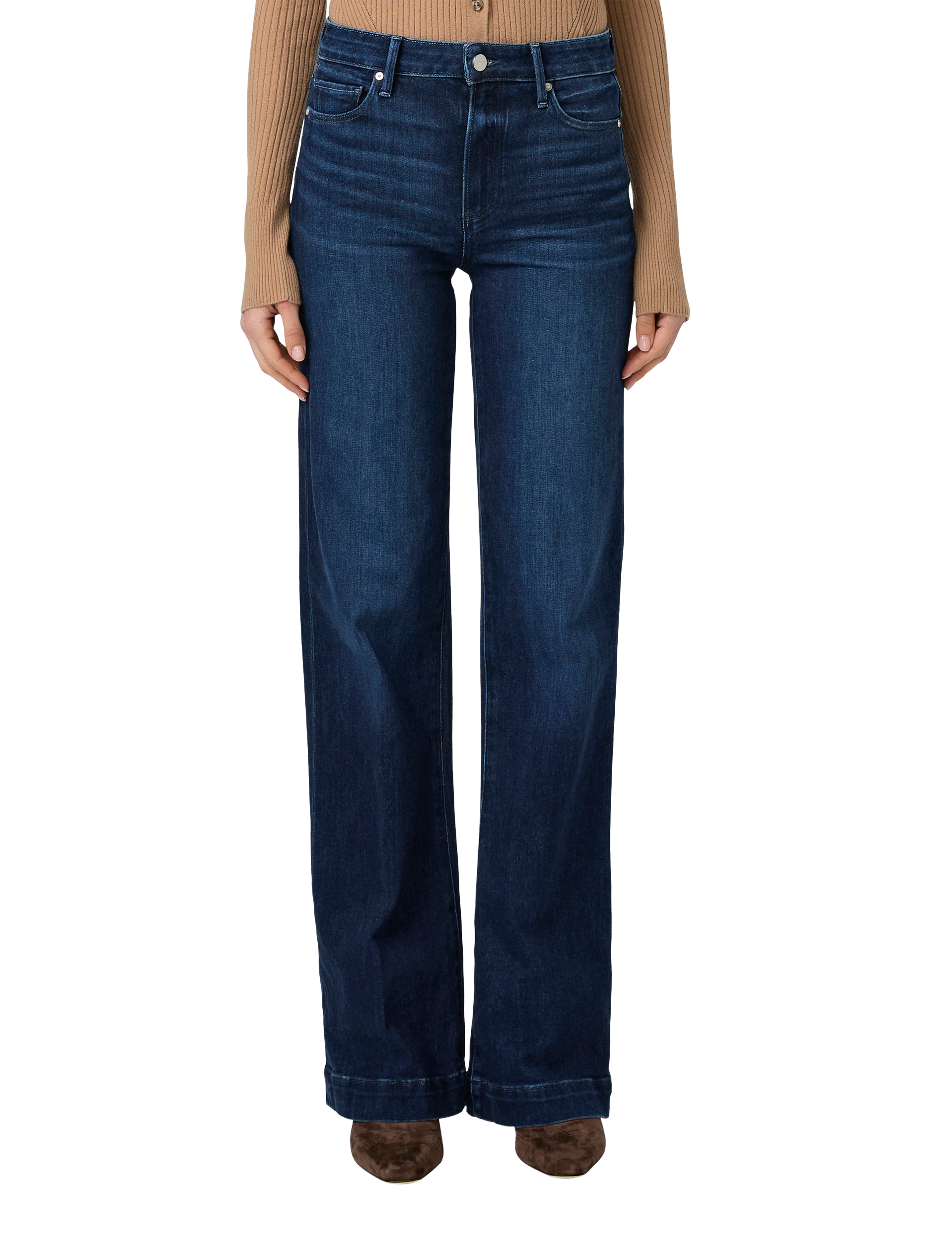 Product image 2 of 5, which shows PAIGE Leenah Wide Leg Jeans, Praline, 24