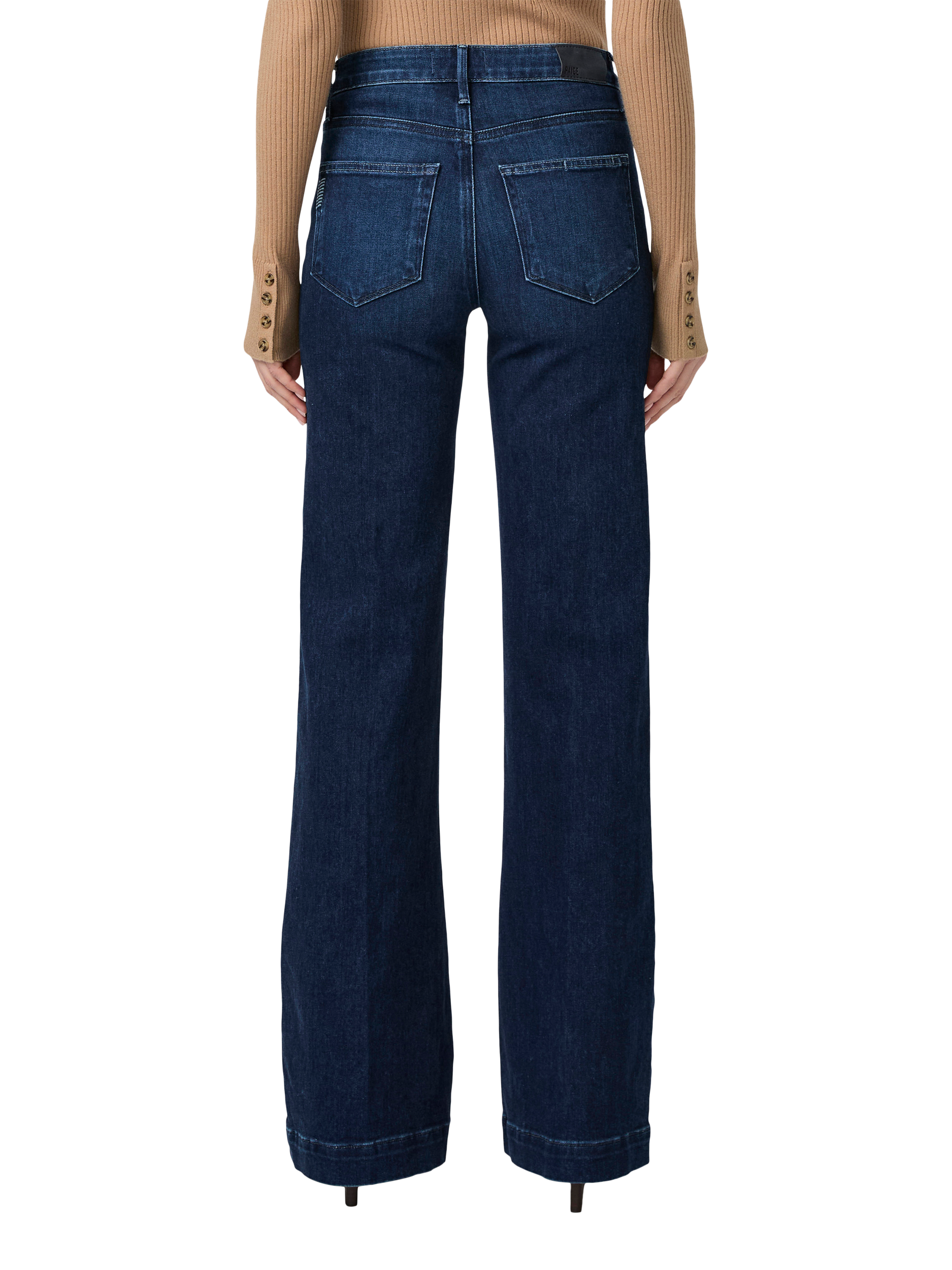 Product image 4 of 5, which shows PAIGE Leenah Wide Leg Jeans, Praline, 24