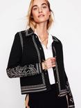 Boden Collared Knitted Jacket, Black/White