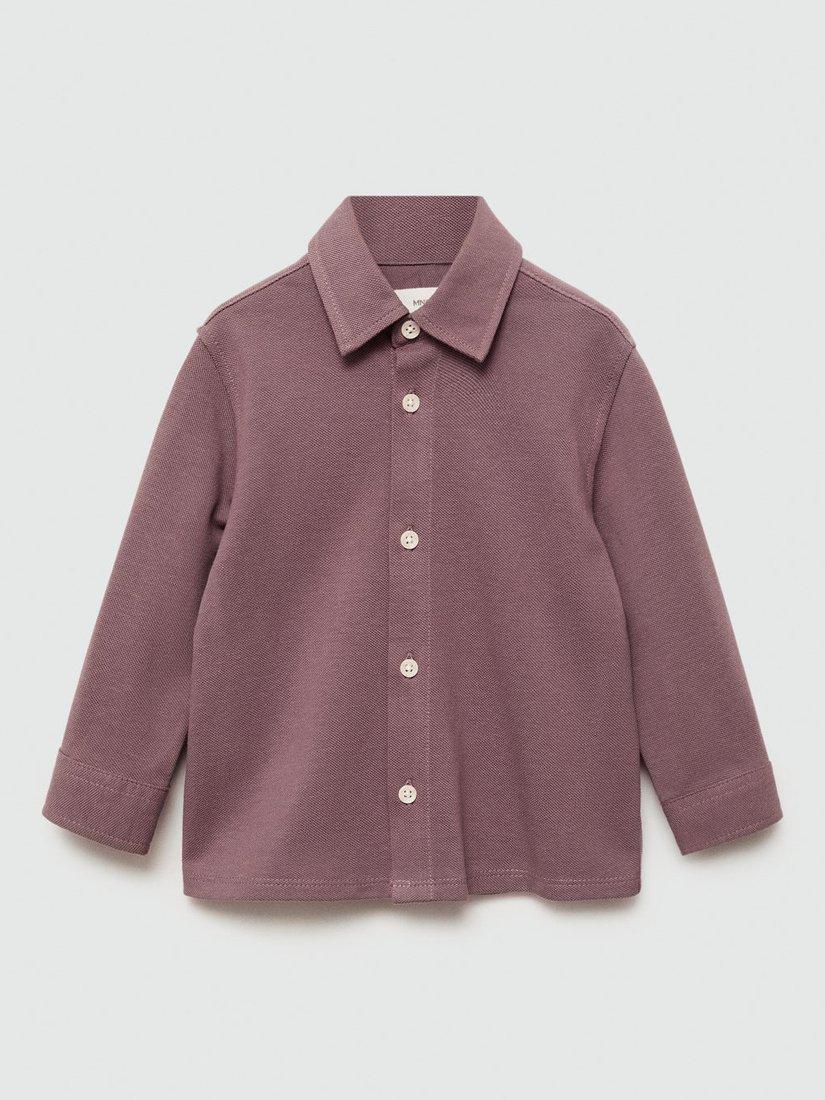 Mango Kids' Plencia Regular Fit Cotton Shirt, Dark Red