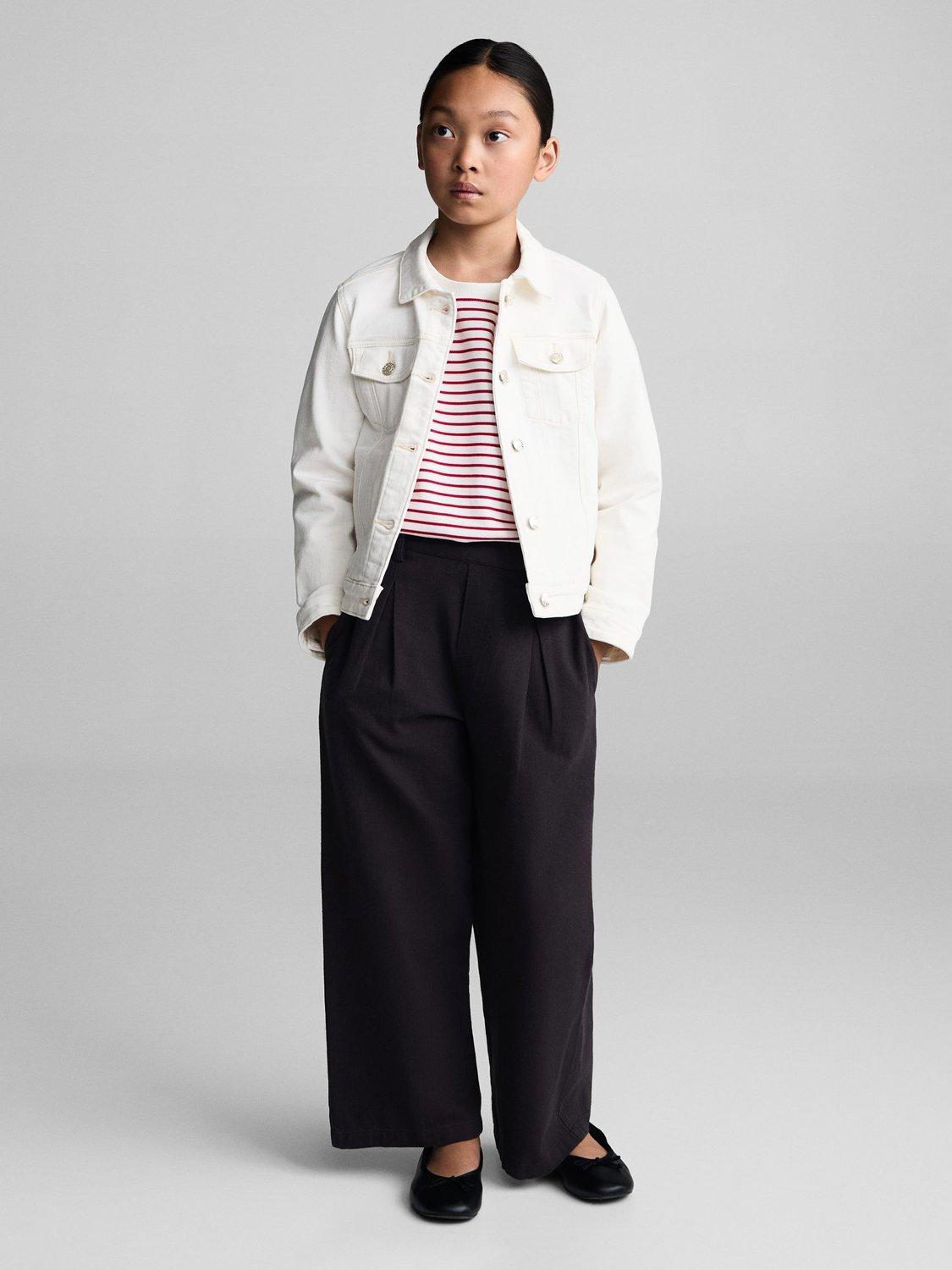 Product image 2 of 6, which shows Mango Kids' Inma Wide Leg Trousers, Charcoal, 5-6 years