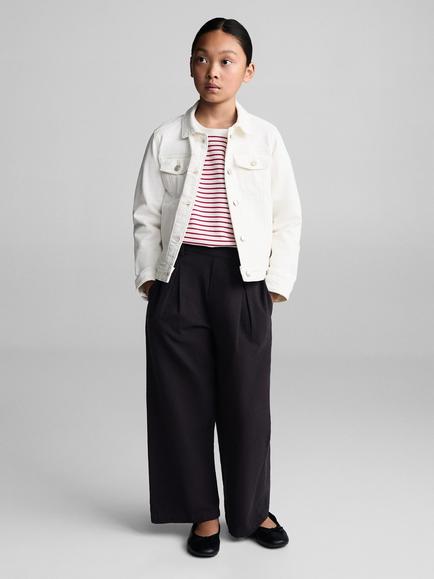 Mango Kids' Inma Wide Leg Trousers, Charcoal - view 2, Charcoal