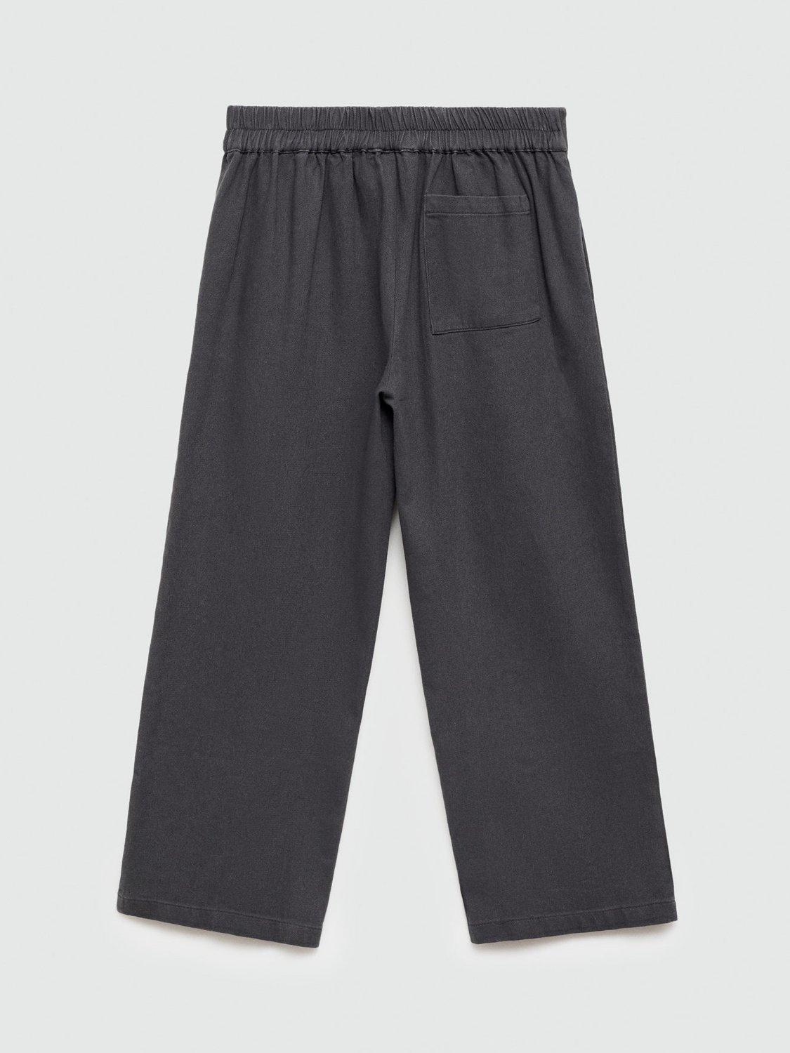 Product image 4 of 6, which shows Mango Kids' Inma Wide Leg Trousers, Charcoal, 5-6 years