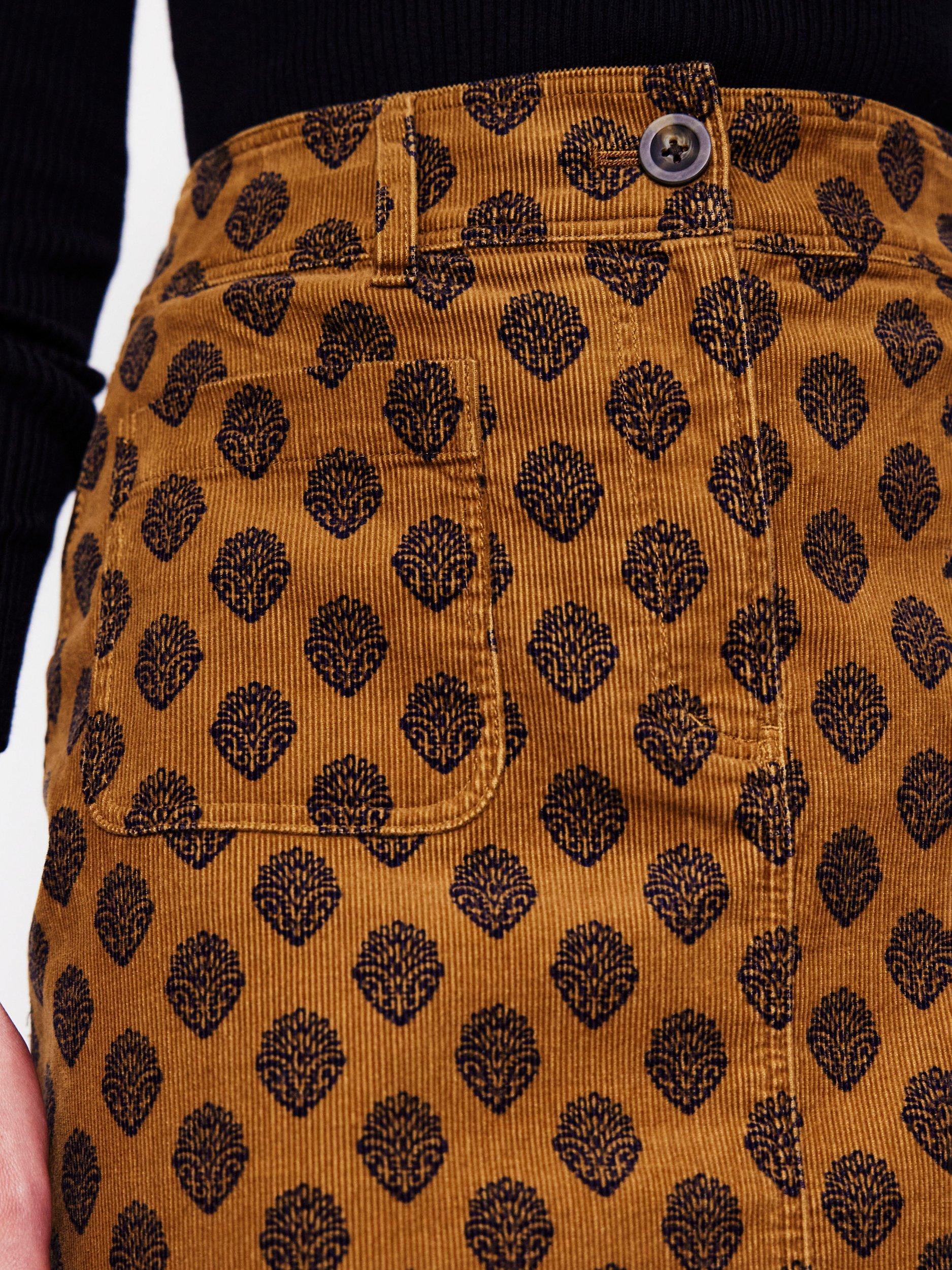 Product image 2 of 5, which shows Boden Estella Fern Corduroy Mini Skirt, Brown/Black, 12