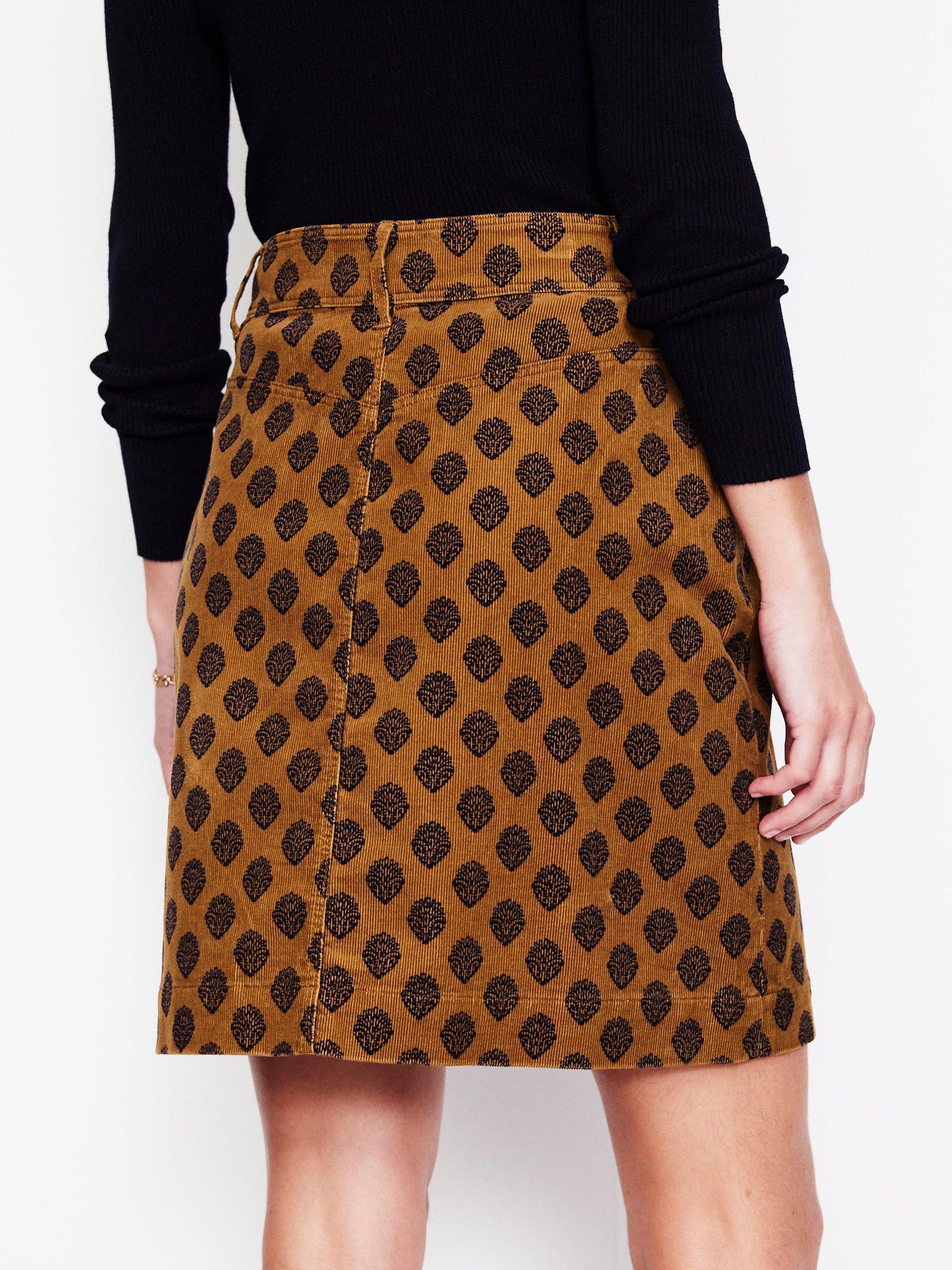 Product image 3 of 5, which shows Boden Estella Fern Corduroy Mini Skirt, Brown/Black, 12