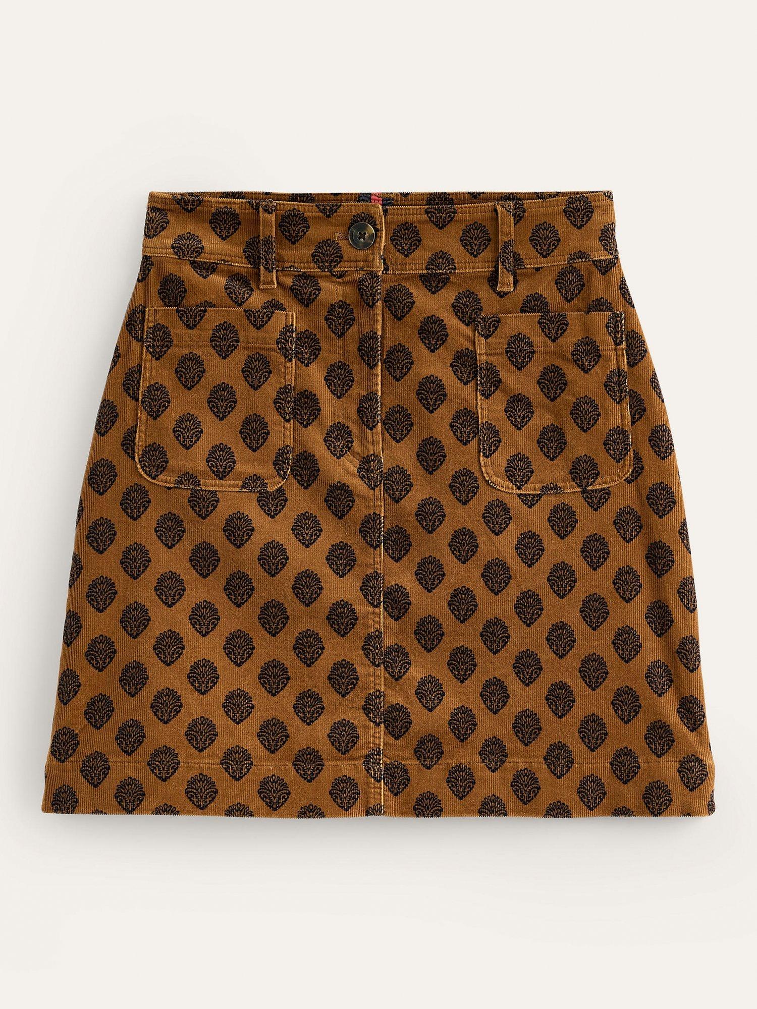 Product image 5 of 5, which shows Boden Estella Fern Corduroy Mini Skirt, Brown/Black, 12