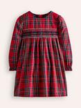 Mini Boden Kids' Bess Cosy Smocked Dress, Red And Blue Check