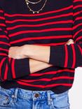 Boden Eva Cashmere Stripe Jumper, Navy/Red