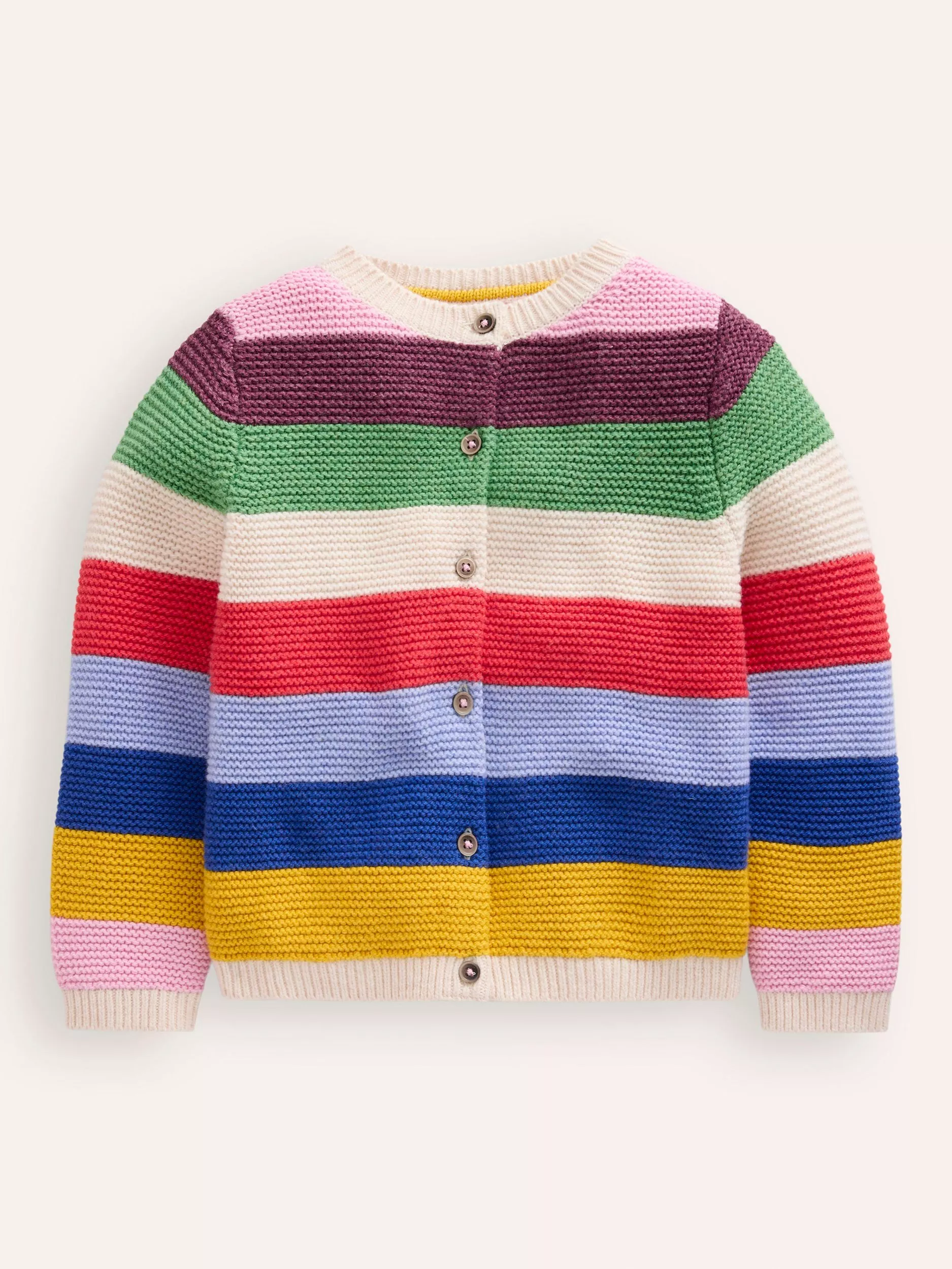 Mini Boden Kids Wool Blend Stripe Textured Cardigan Rainbow Multi Stripe