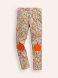 Mini Boden Kids' Appliqué Pumpkin Leggings, Purplefloral Pumpkin