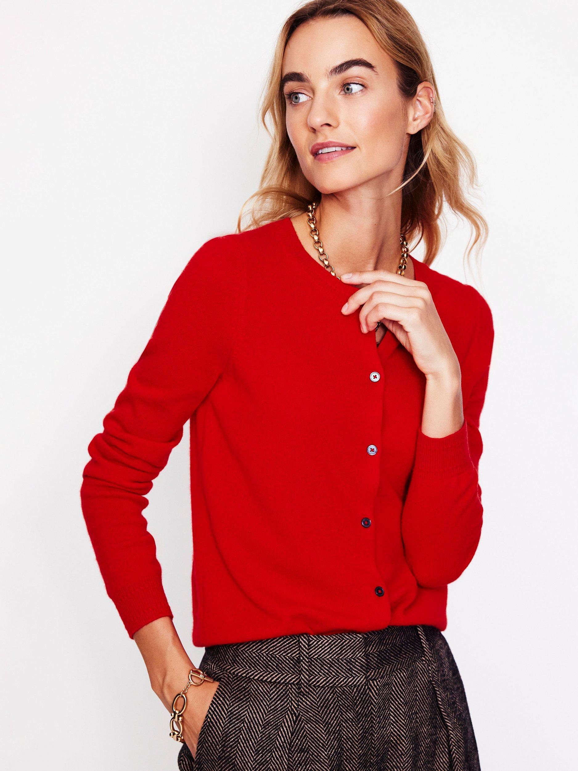 Boden Eva Cashmere Cardigan Rouge Red