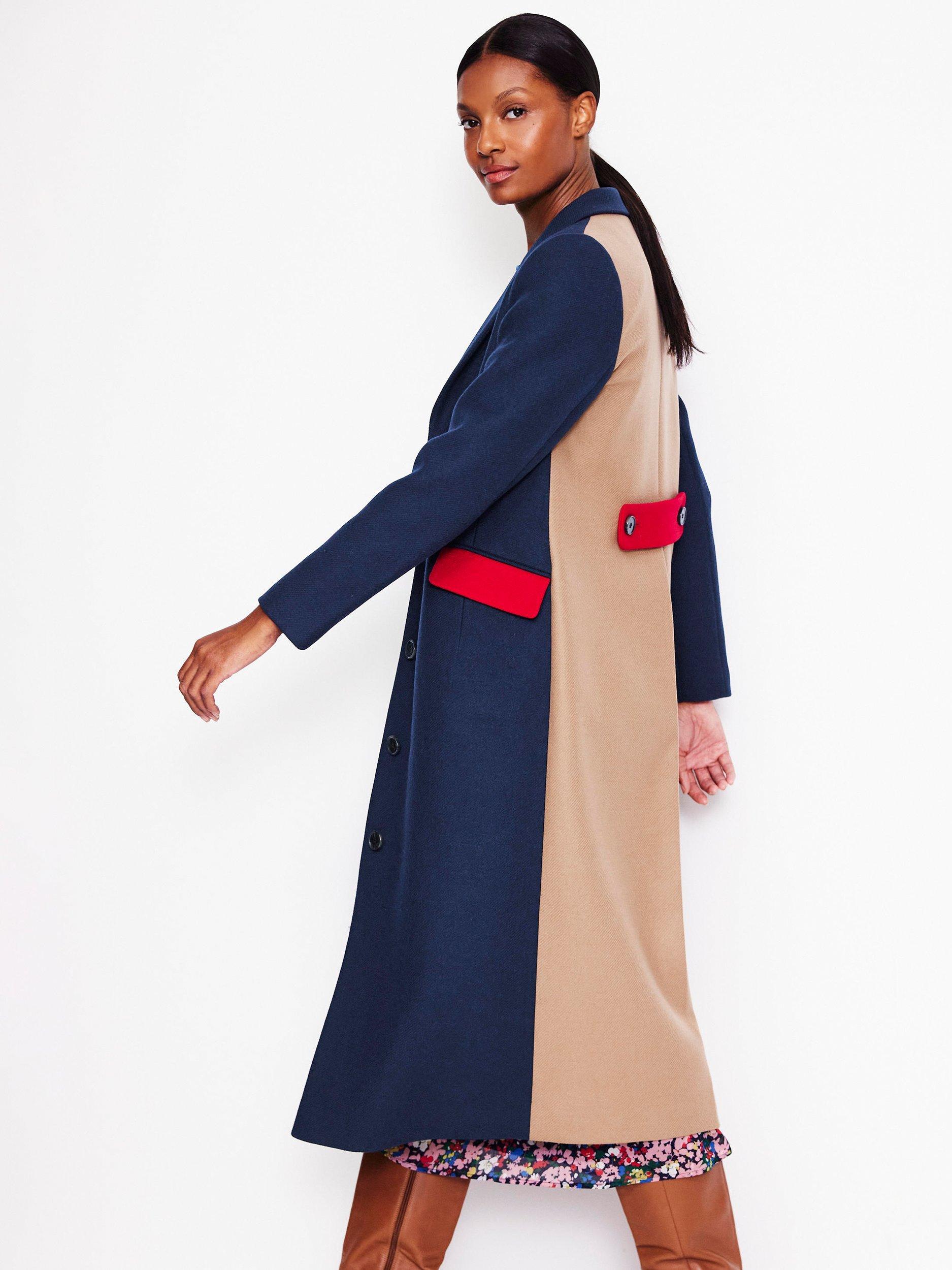 Color block wool coat on sale