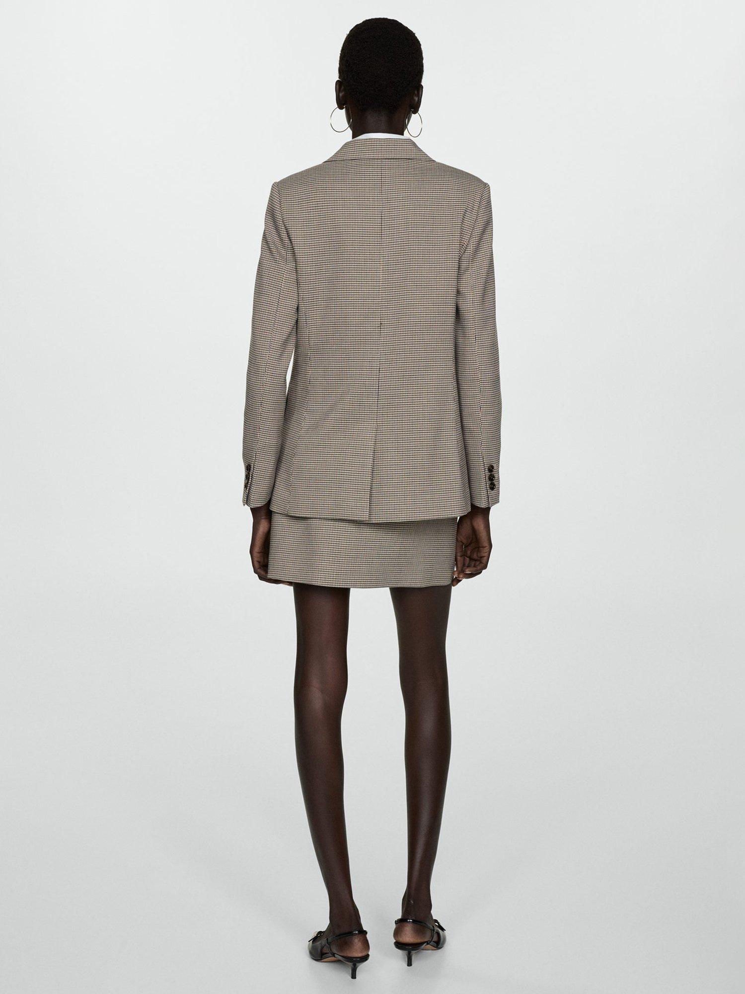 Product image 4 of 7, which shows Mango Charlotte Dogtooth Blazer, Brown/Multi, XXXL