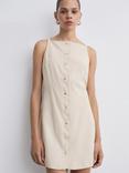 Mango Shannon Button Mini Dress, Light Beige