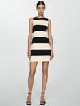 Mango Birkin Stripe Knit Dress, Ivory/Black