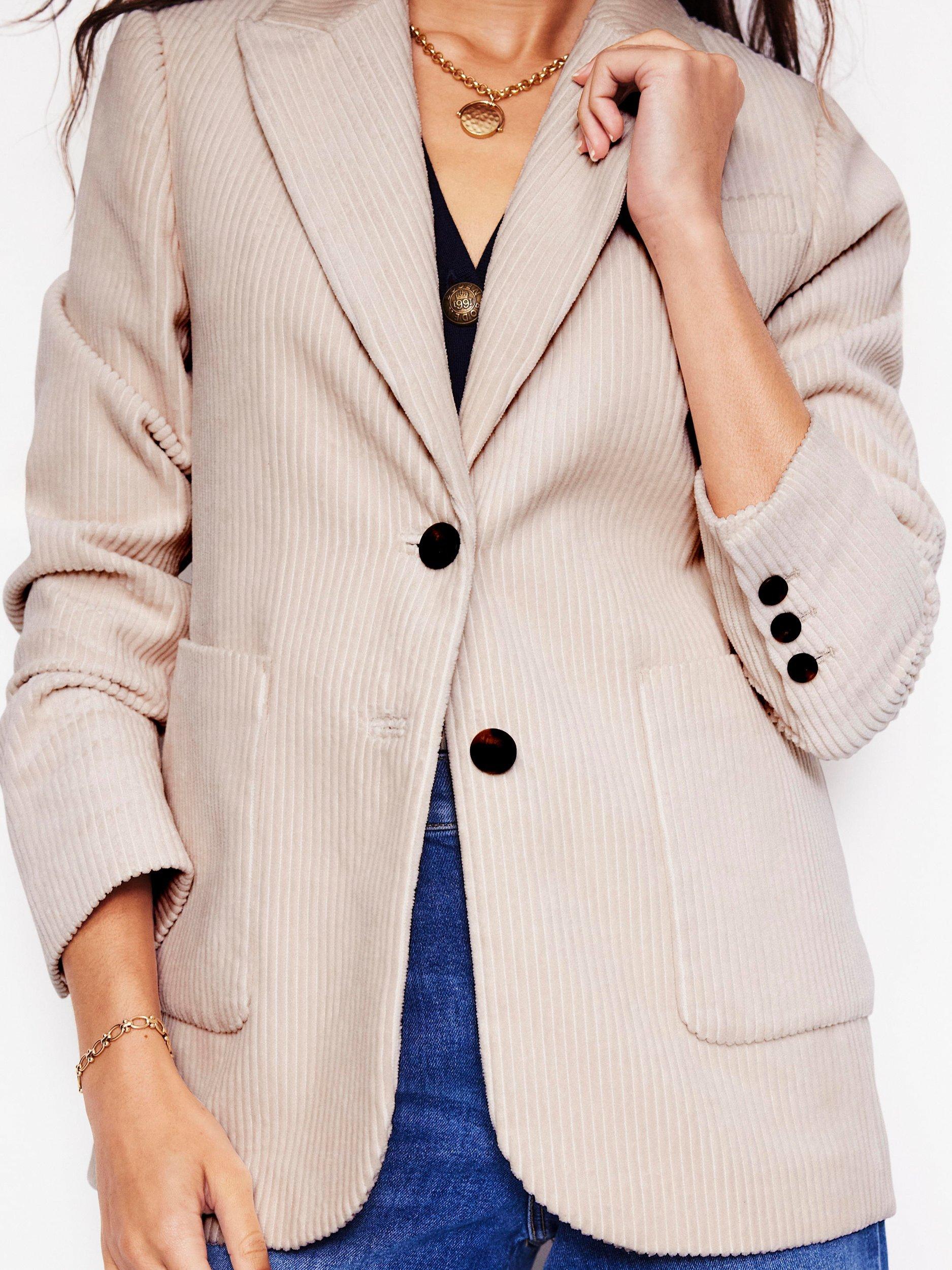 Product image 2 of 6, which shows Boden Bloomsbury Corduroy Blazer, Ivory, 10