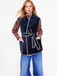 Boden Velvet Wrap Gilet, Navy/Gold