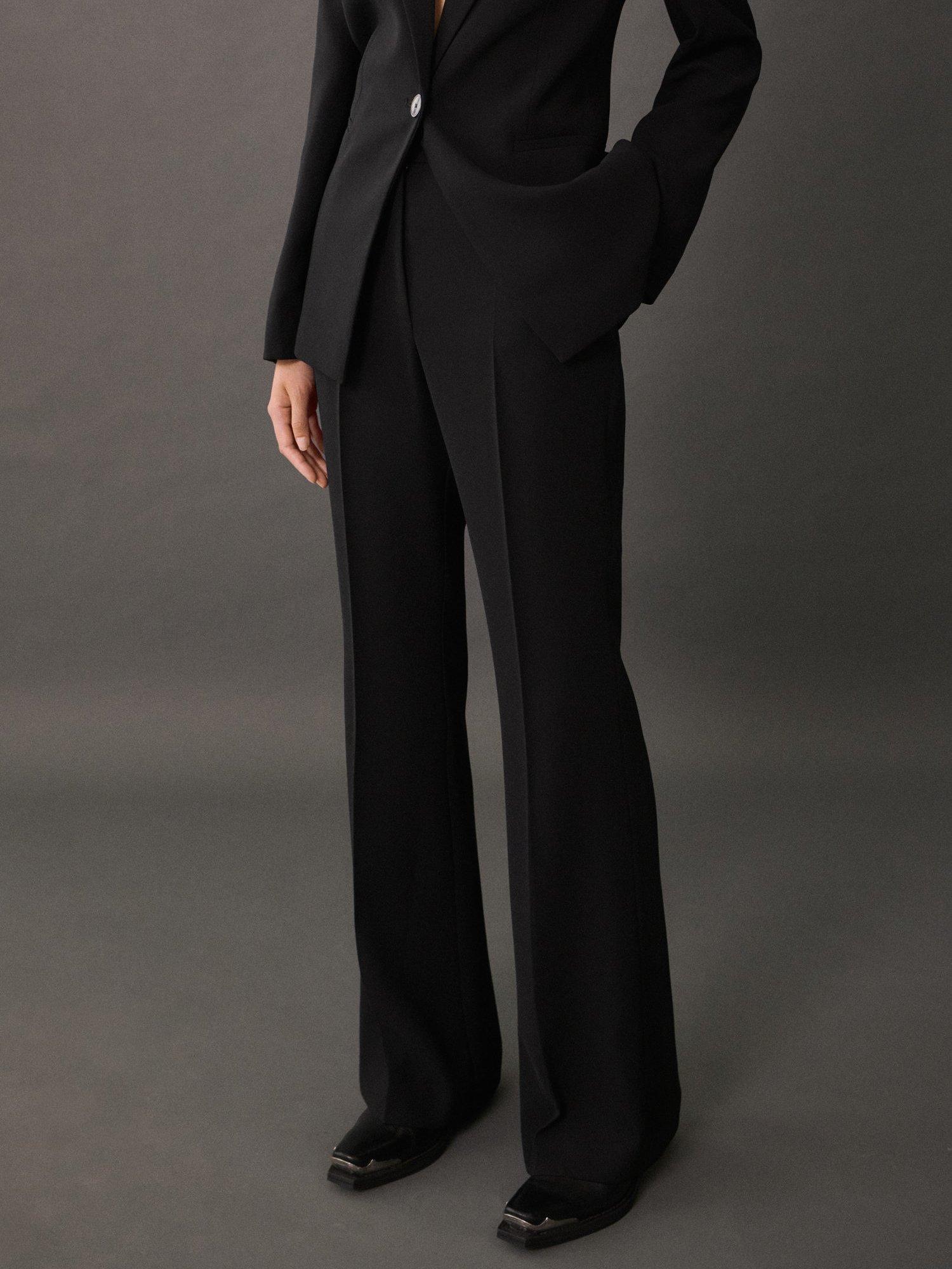 Product image 1 of 8, which shows Mango Iguana Wide Leg Trousers, Black, 14