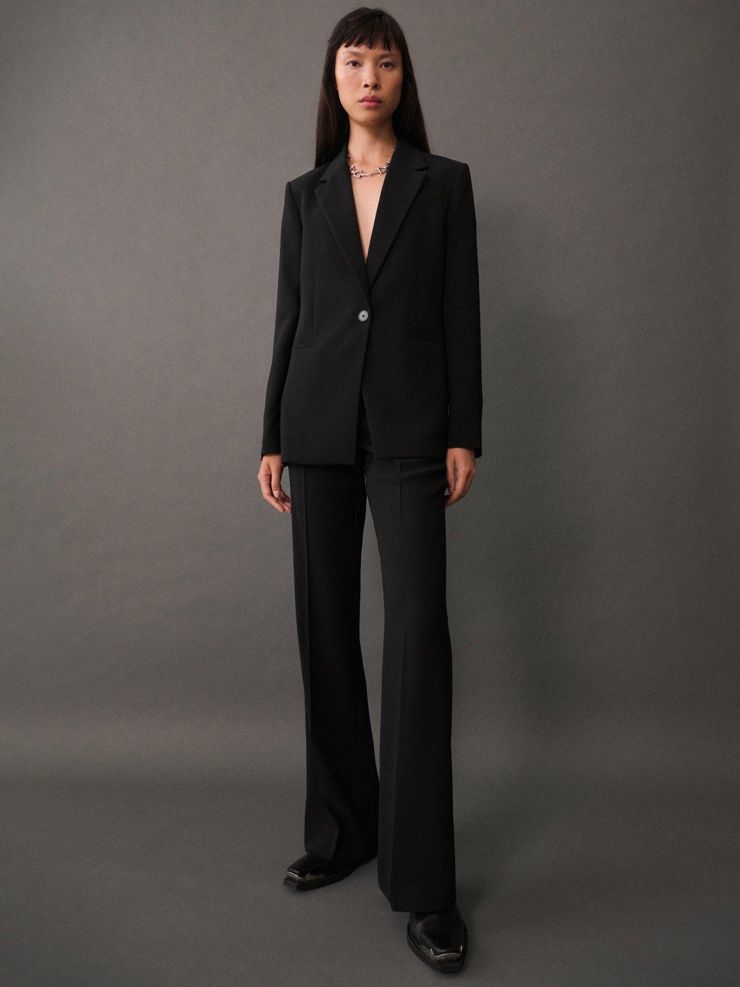 Product image 2 of 8, which shows Mango Iguana Wide Leg Trousers, Black, 14
