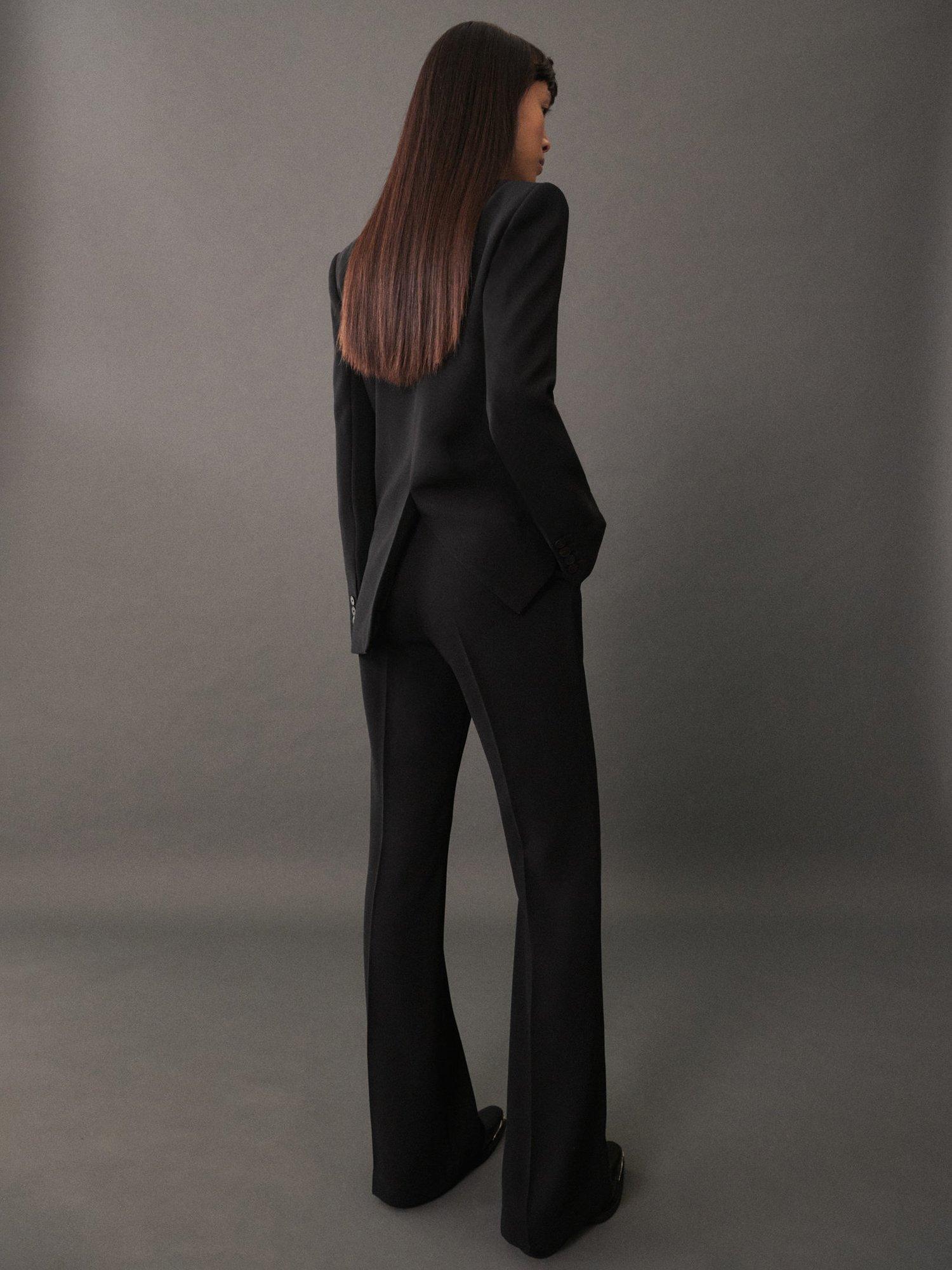 Product image 4 of 8, which shows Mango Iguana Wide Leg Trousers, Black, 14