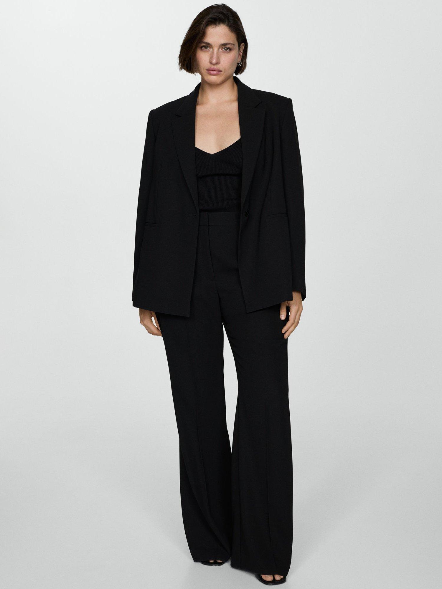 Product image 7 of 8, which shows Mango Iguana Wide Leg Trousers, Black, 14