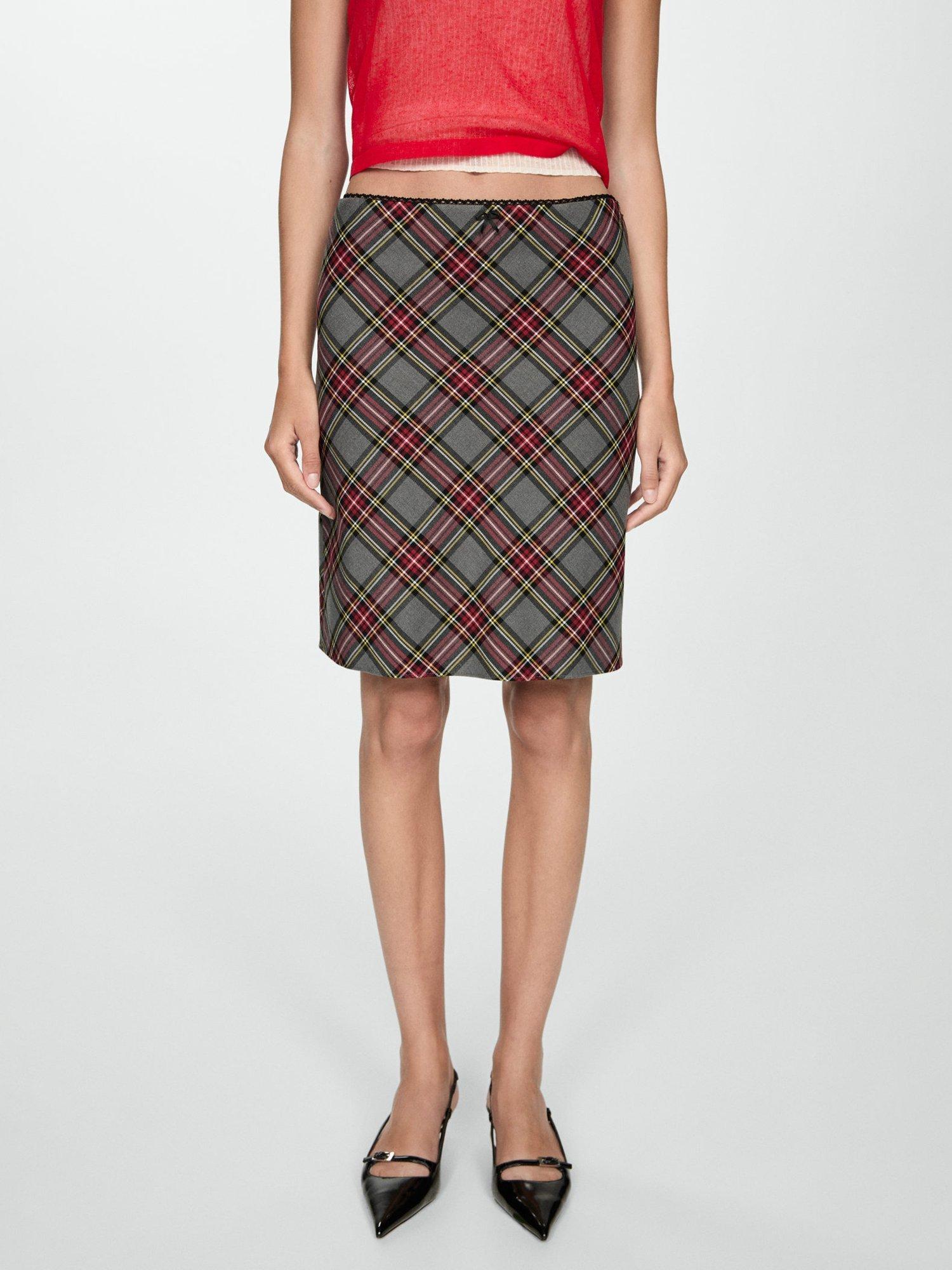 Checkered skirt knee length sale