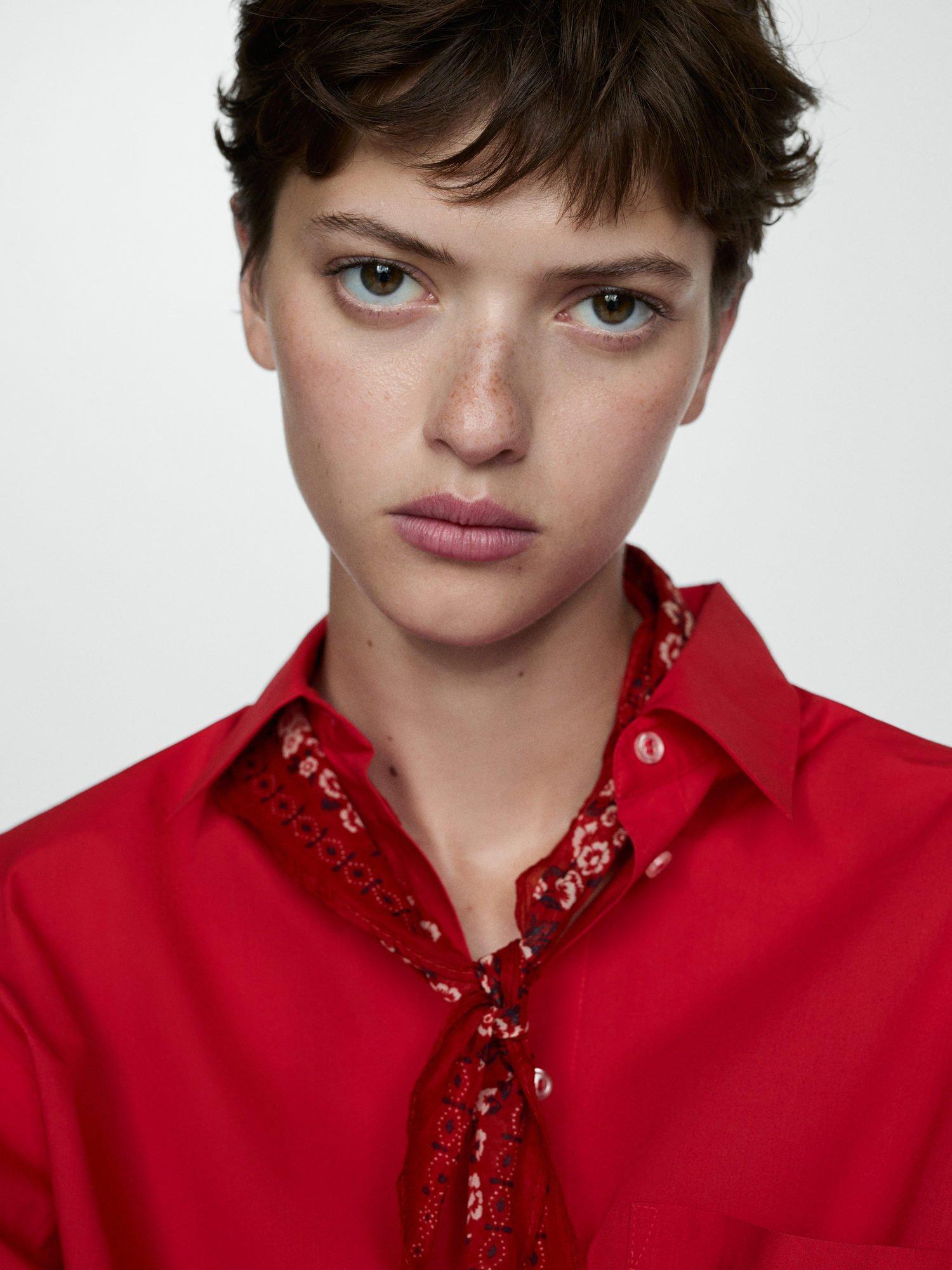 Product image 6 of 7, which shows Mango Juanes Pocket Long Sleeve Shirt, Red, 10