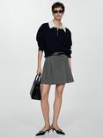 Mango Grunge Pleated Pinstripe Mini Skirt, Grey