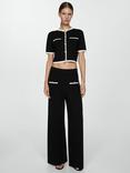 Mango Ladydi Contrast Piping Trousers, Black