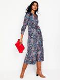 Boden Laura Paisley Jersey Midi Dress, Navy, Paisley