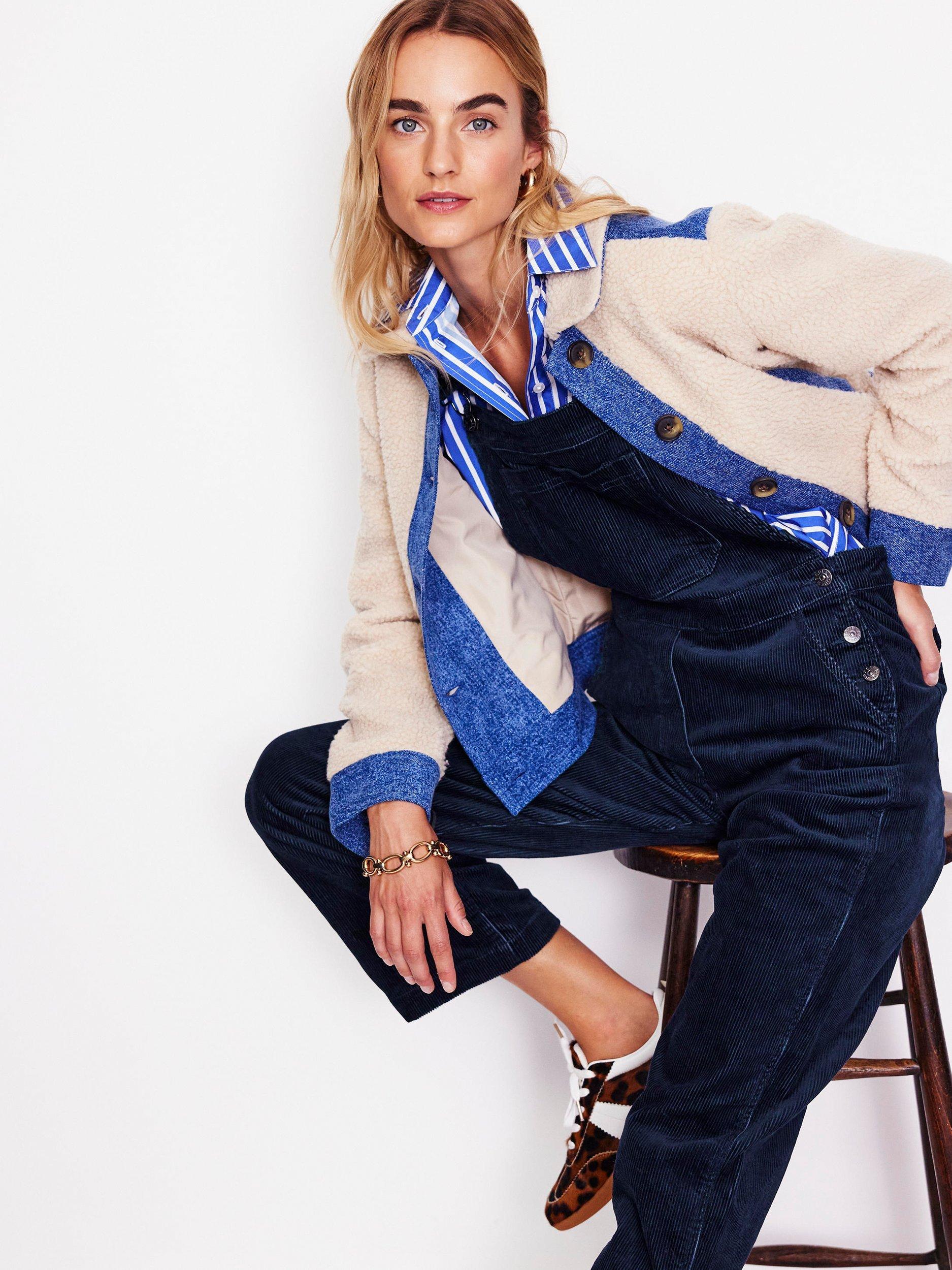 Boden Corduroy Straight Leg Dungarees, Navy